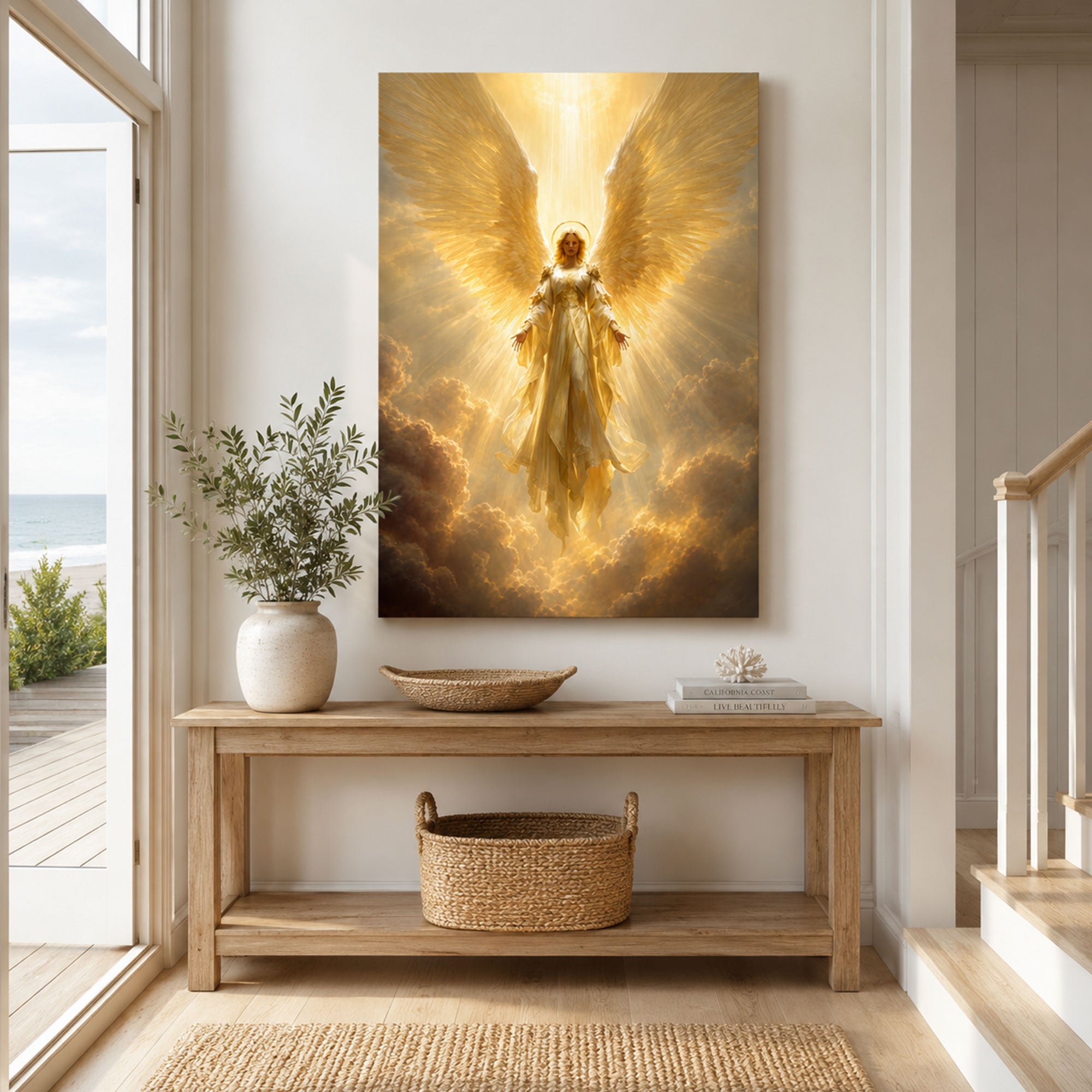 Guardian Angel Wall Art Canvas Print, Christian Angel Decor, Faith Home Gift