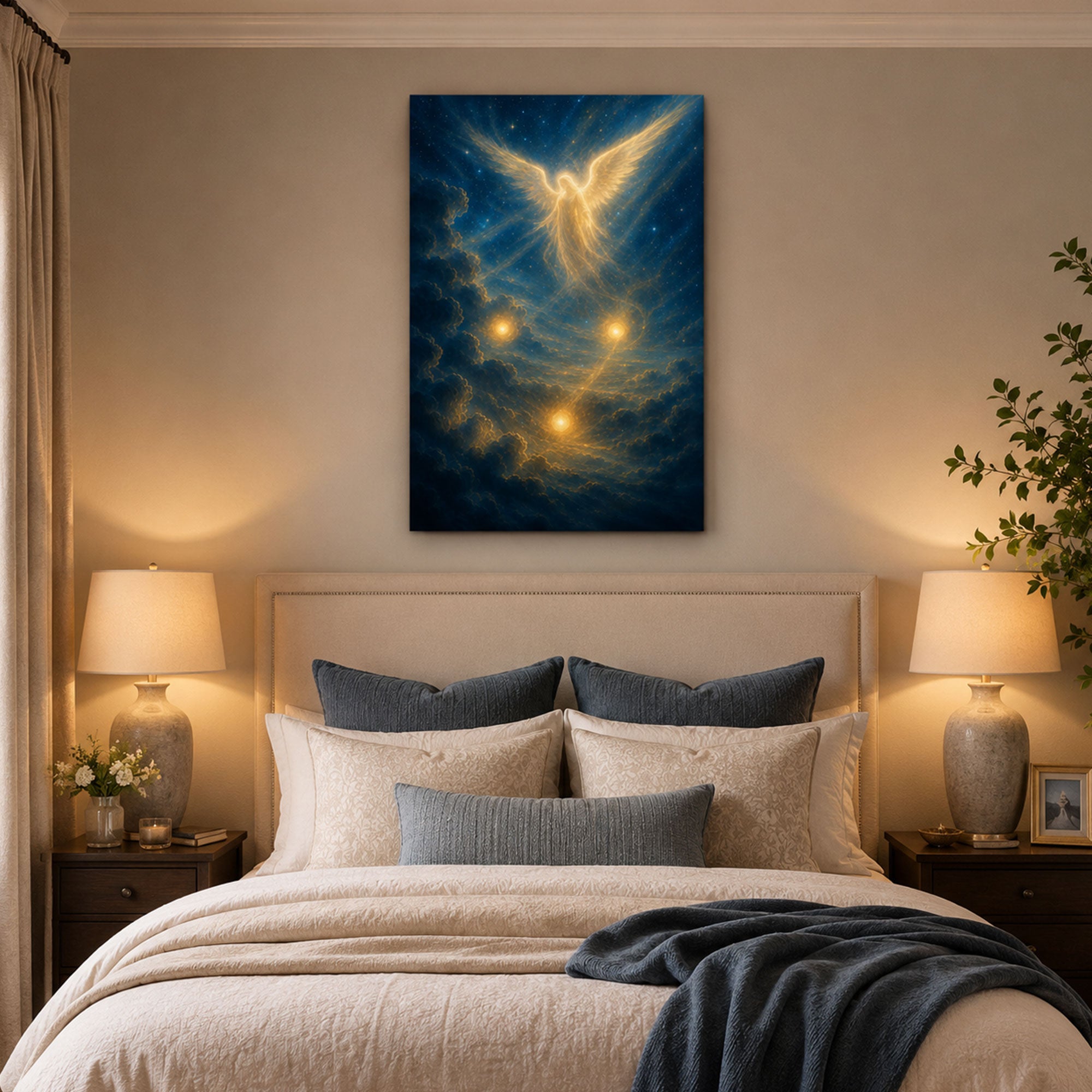 Guardian Angel of Light Canvas Print, Heavenly Angel Wall Art, Christian Home Decor Gift