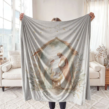 Nativity Scene Fleece Blanket, Holy Family Throw Gift, Religious Manger Design, Faith Blanket, Christian Gift