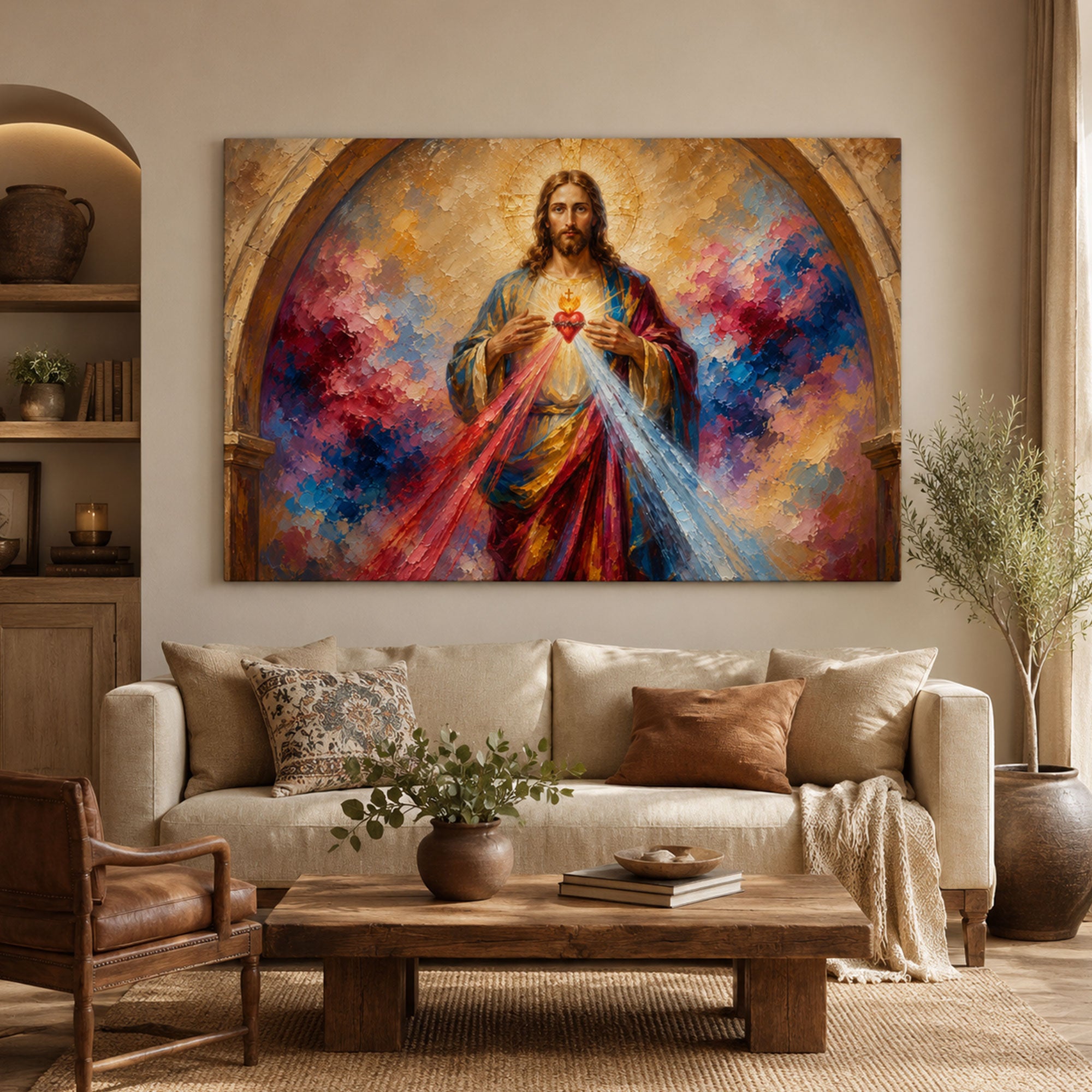 Divine Mercy Jesus Canvas Print, Catholic Christian Wall Art, Sacred Heart Home Decor