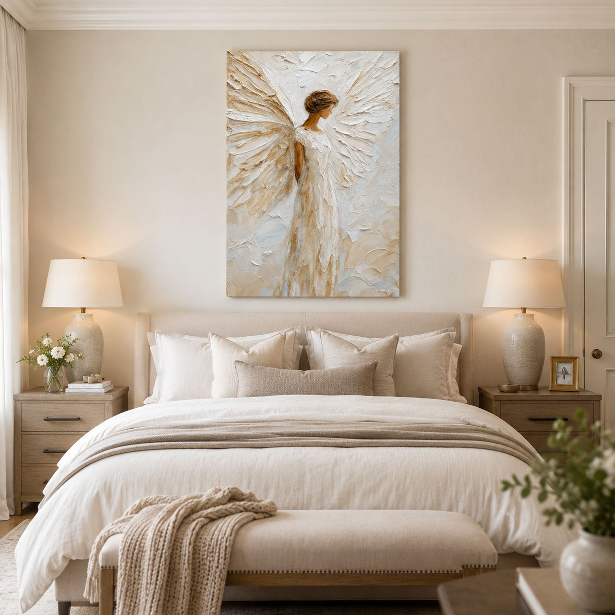 Guardian Angel Wings Canvas Print, Christian Faith Wall Art for Home Decor