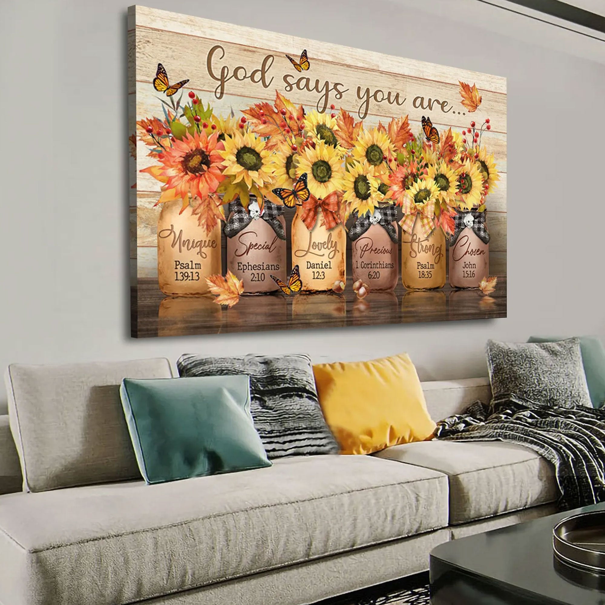 “God Says You Are” Canvas Print, Inspirational Christian Wall Art, Faith Affirmation Decor, Scripture Inspired Artwork