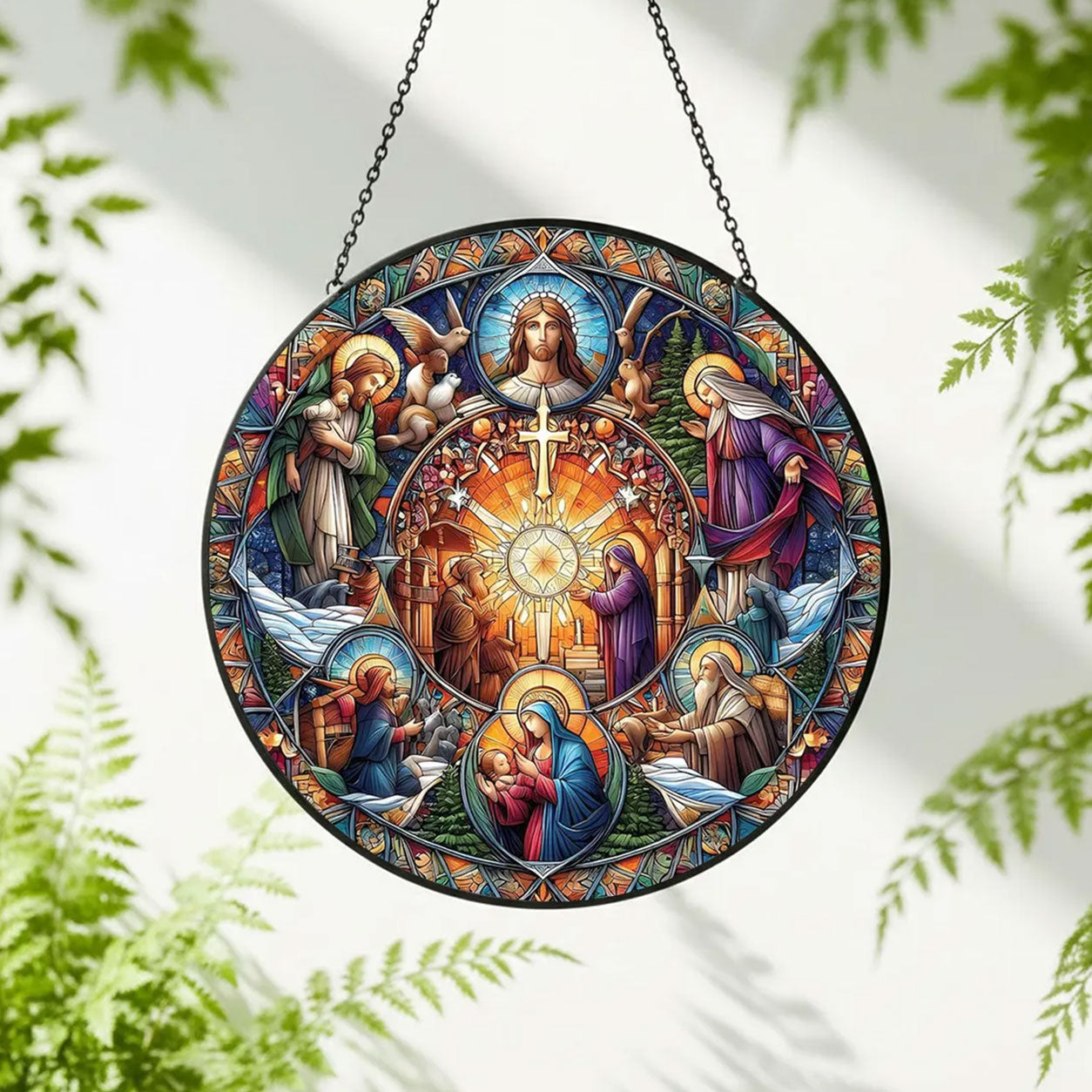 Holy Eucharist Jesus and Mary Suncatcher, Catholic Saints Window Hanging, Christian Faith Gift