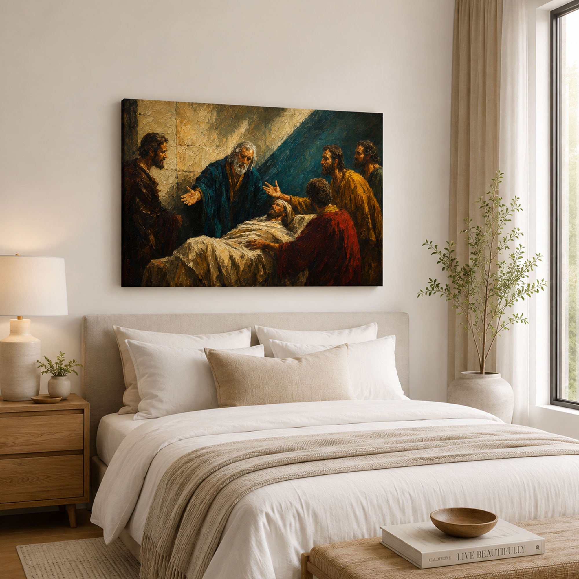 Jesus Healing the Sick Canvas Print, Biblical Healing Christian Wall Decor, Hope and Faith Gift