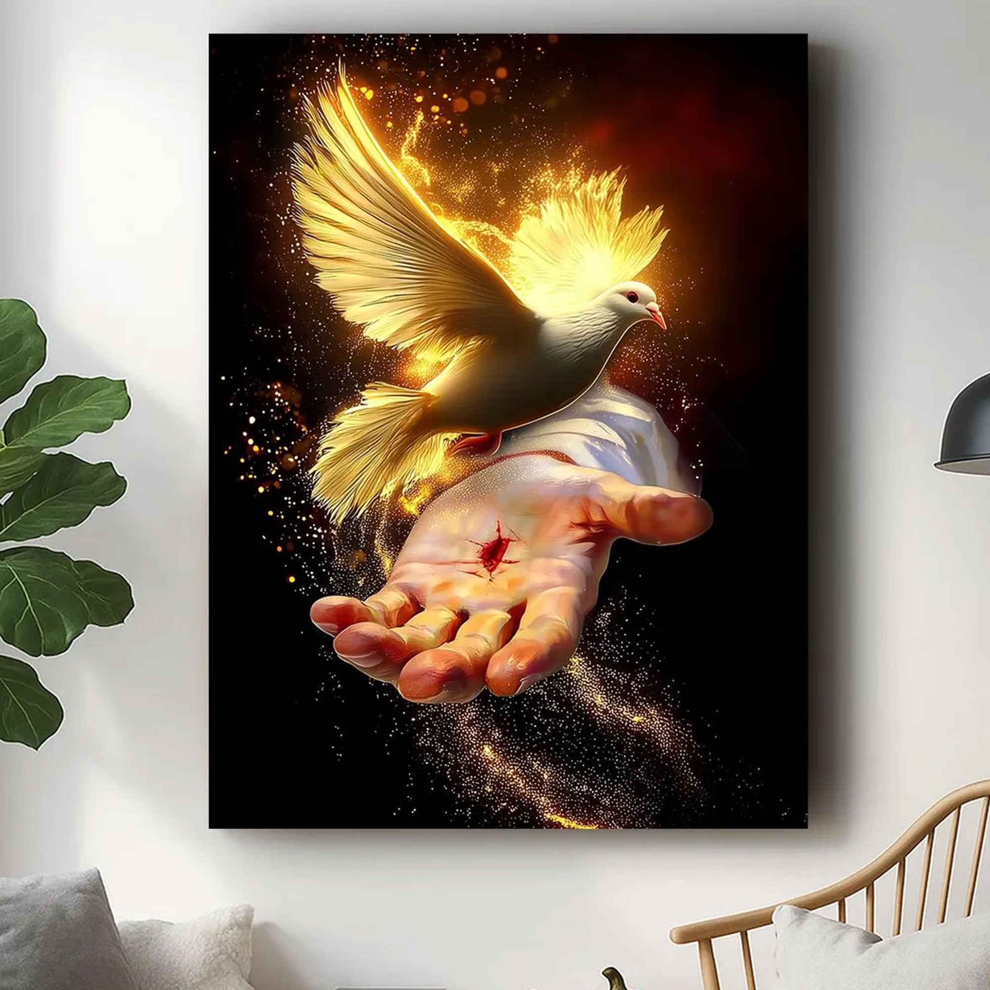 Holy Spirit Dove Canvas Print, Christian Faith Wall Art, Symbol of Healing and Divine Presence, Jesus Sacrifice Inspired Decor, Inspirational Spiritual Gift