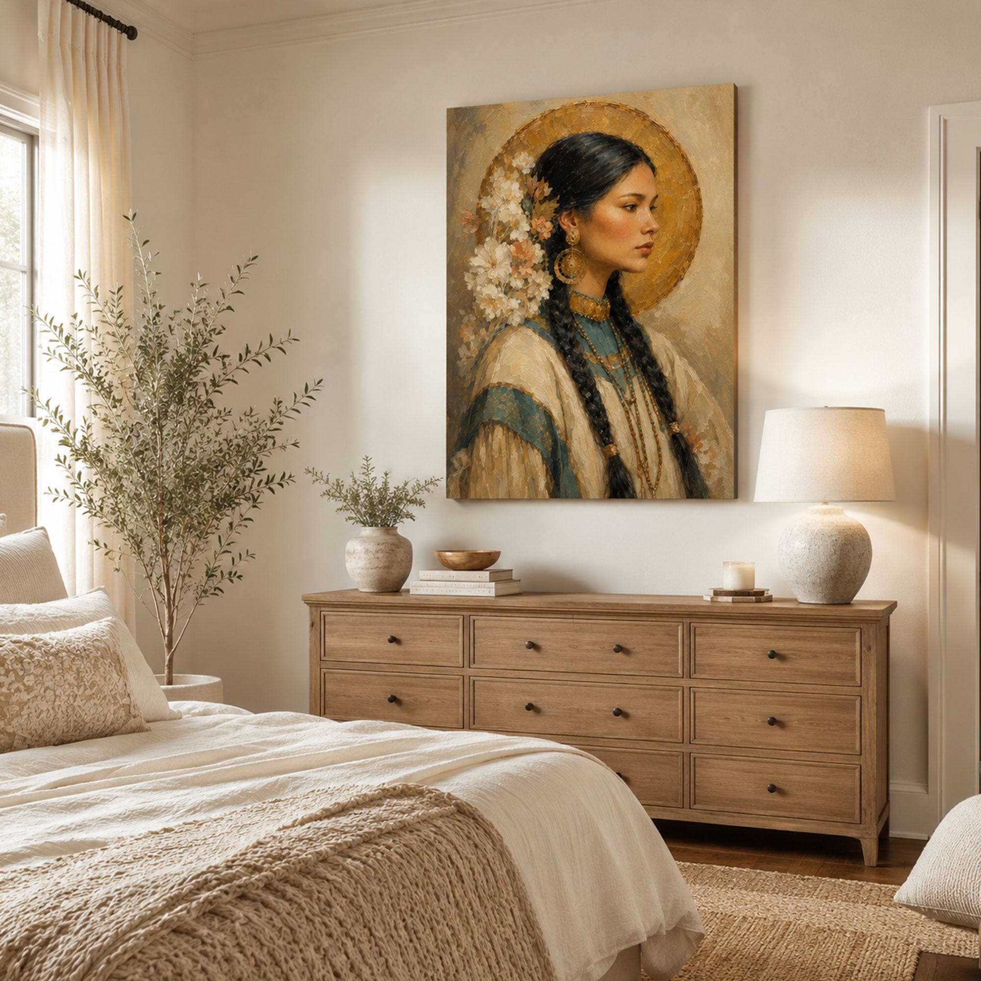 Lily of the Mohawks Canvas Print, Saint Kateri Catholic Home Decor Gift