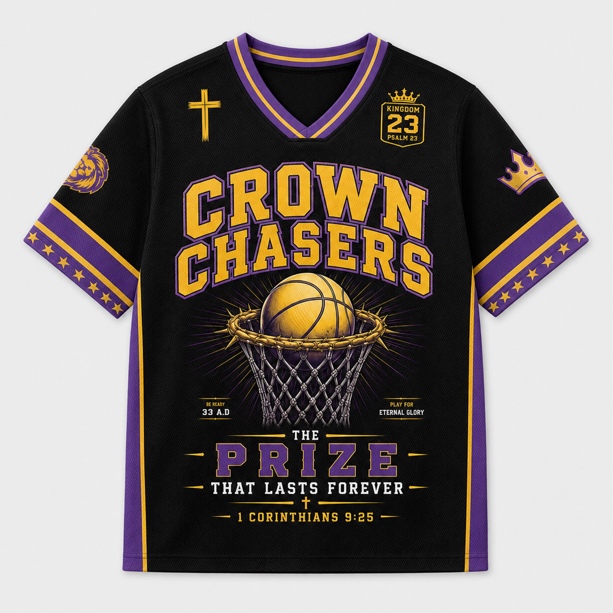 1. Crown Chasers Mesh Jersey, 1 Corinthians 9:25 Christian Basketball Apparel