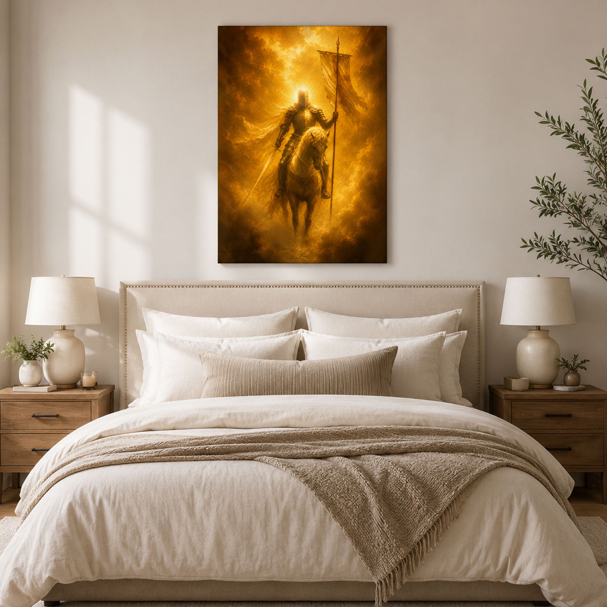 Armor of God Christian Knight Canvas Print, Ephesians 6:11 Faith Wall Decor, Warrior of God Gift
