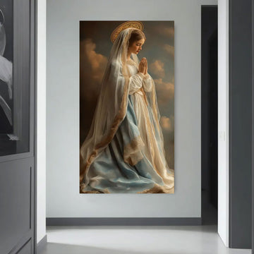 Praying Virgin Mary Canvas Print, Holy Mother Catholic Wall Art, Blessed Mother Faith Decor