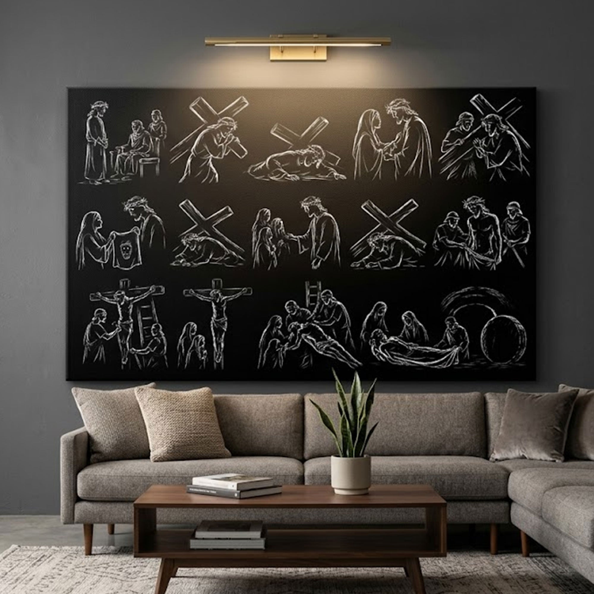 Stations of the Cross Canvas Print, Jesus Passion Wall Art, Christian Holy Week Decor, Biblical Faith Artwork