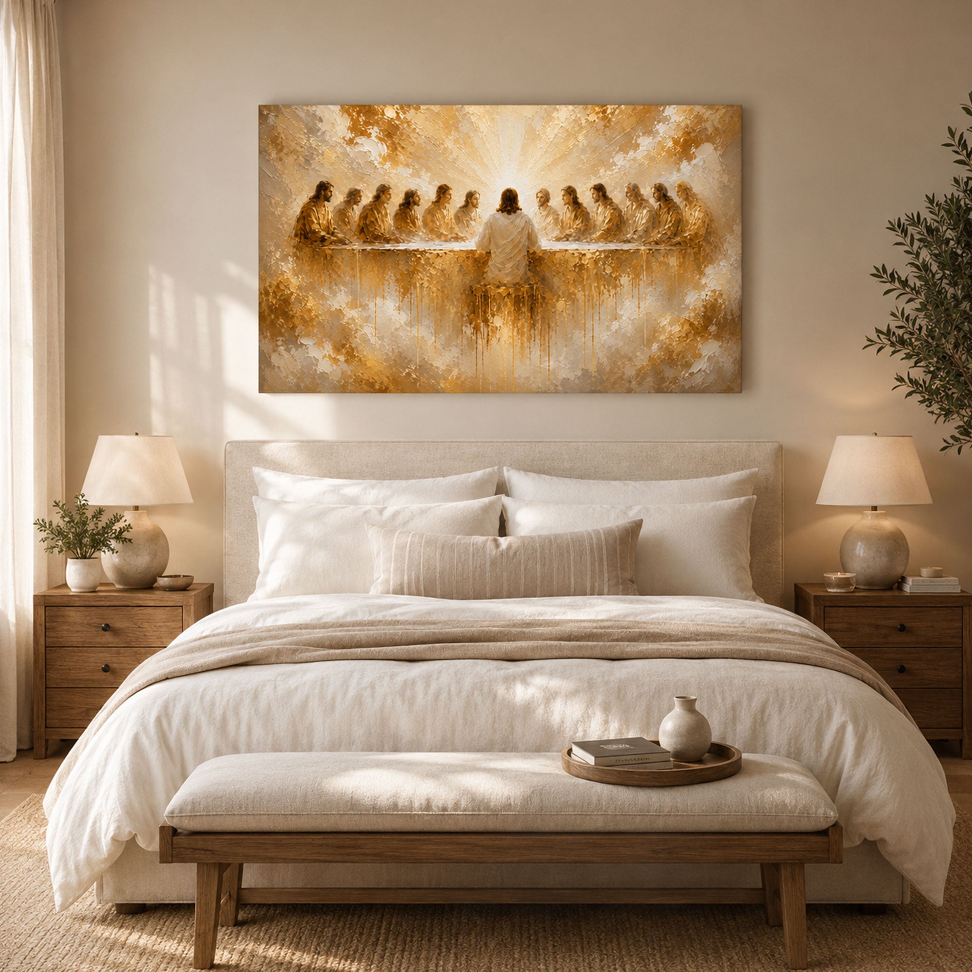 Last Supper Canvas Print, Jesus and Apostles Christian Wall Art for Home Decor