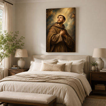 Saint Francis of Assisi Canvas Print, Catholic Saint Prayer Wall Art, Classic Faith Home Decor Gift
