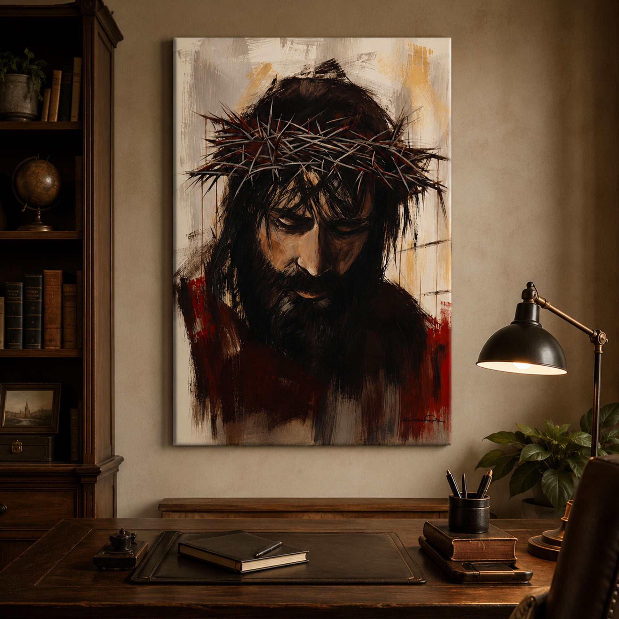 Crown of Thorns Jesus Canvas Print, Passion of Christ Christian Wall Art, Modern Catholic Home Decor