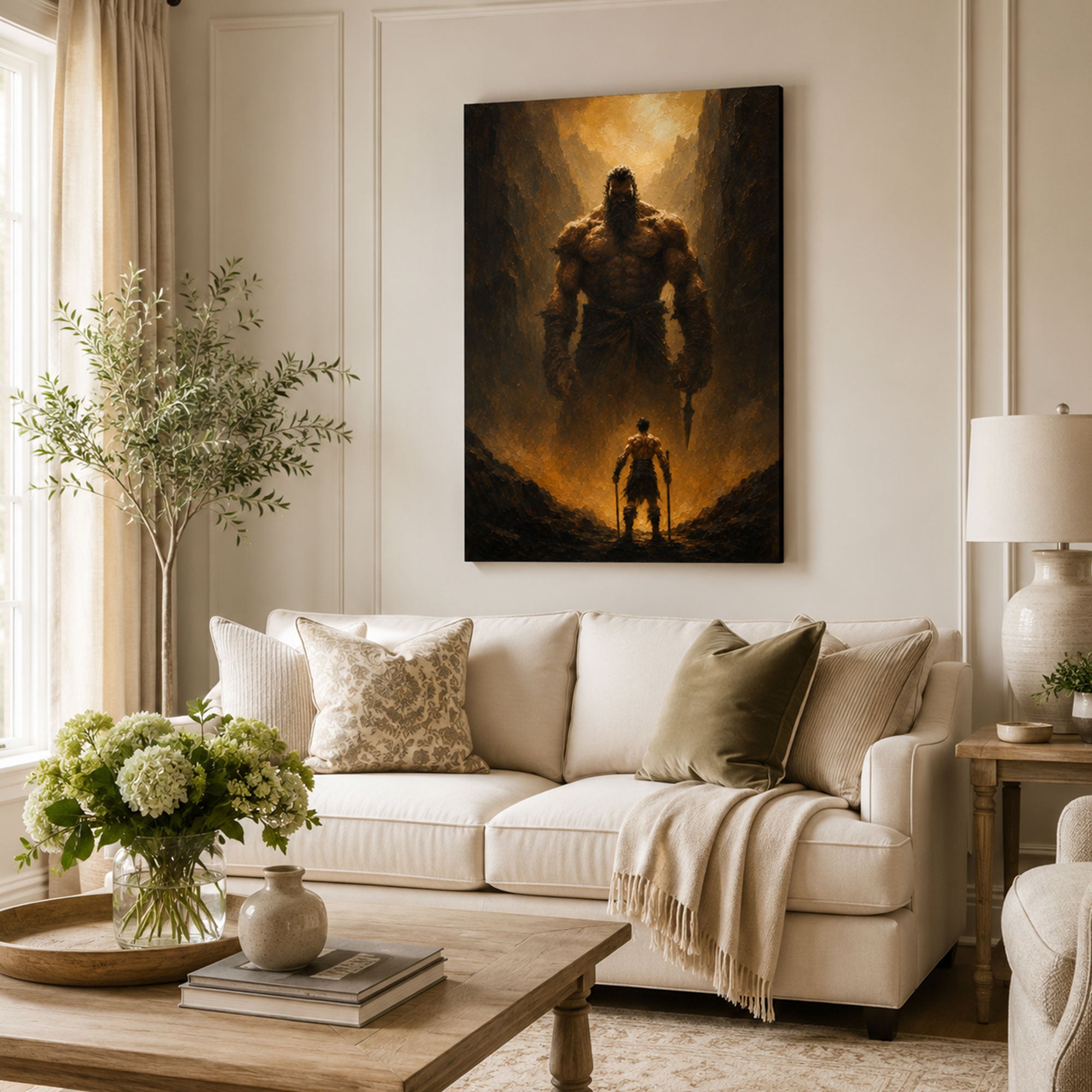 David’s Victory Over Goliath Canvas Print, Christian Home Decor