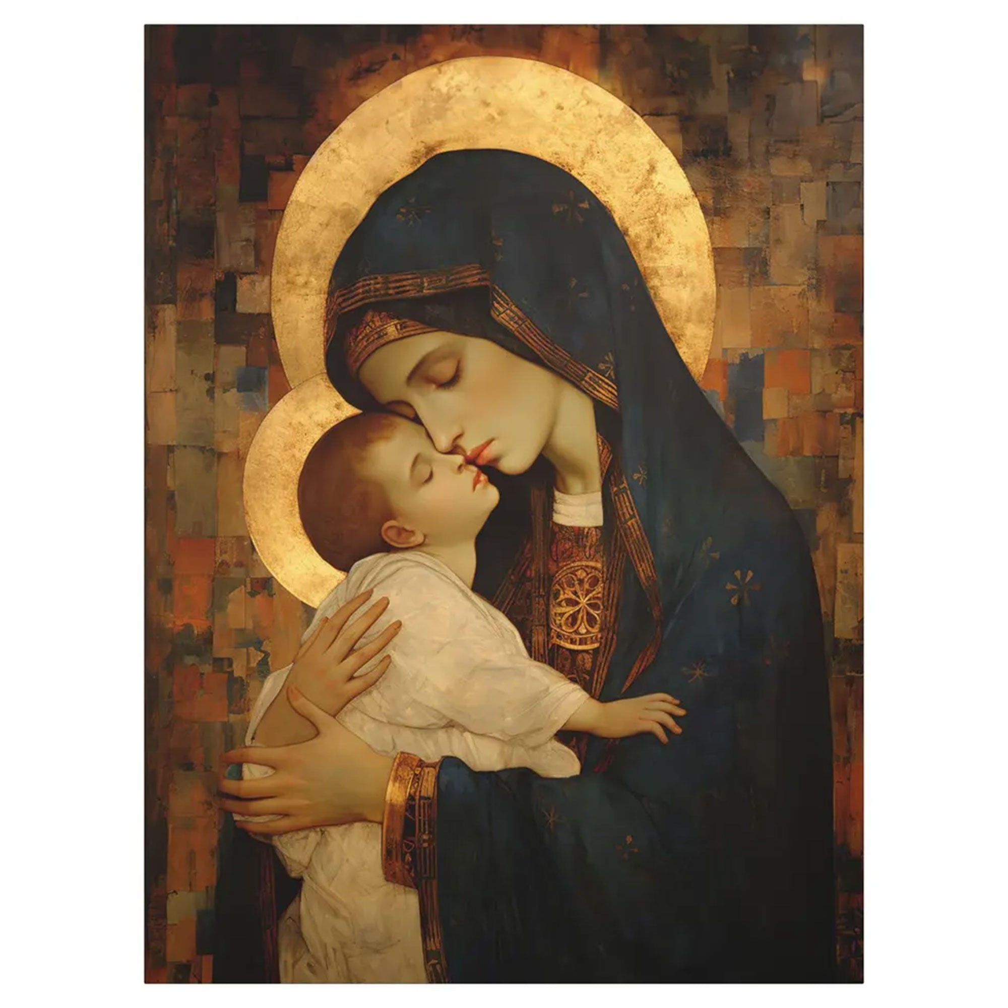 Mother of Mercy Canvas Wall Art, Virgin Mary and Christ Child, Catholic Religious Home Decor