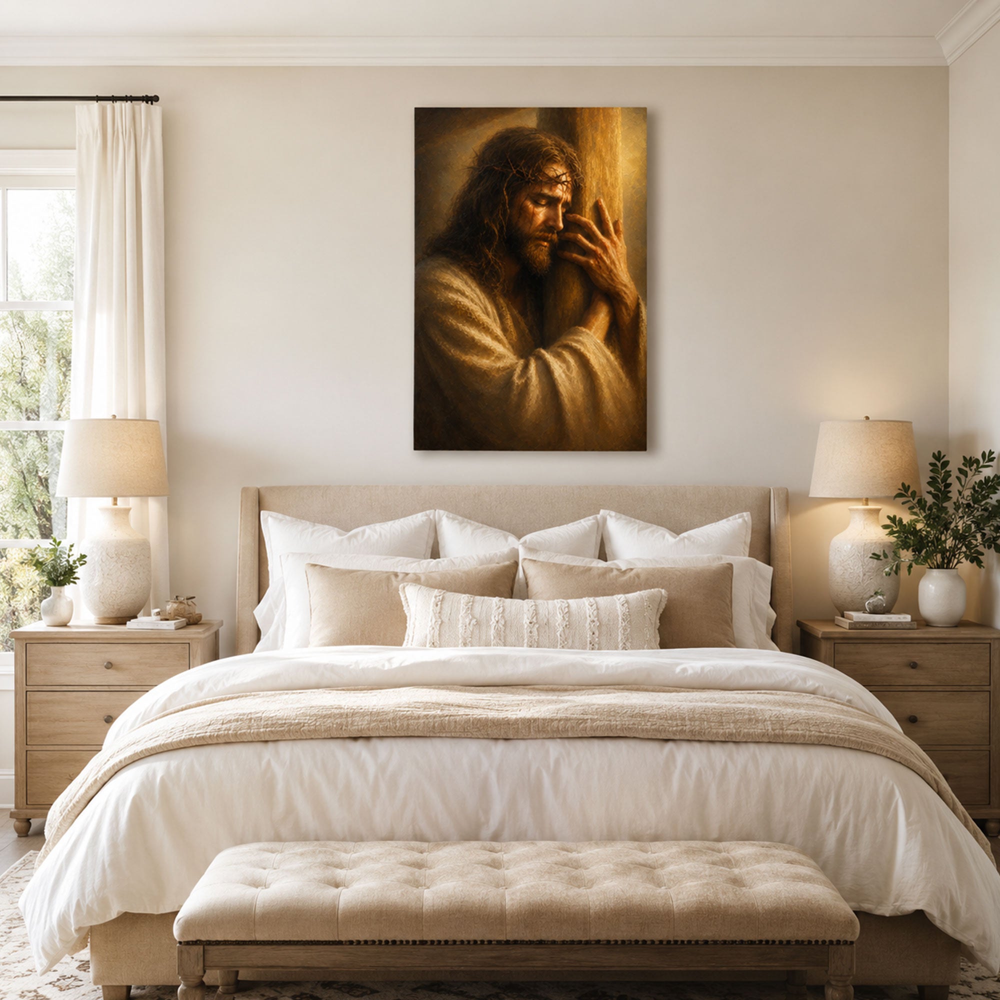 Jesus Carrying the Cross Canvas Print, Christian Home Decor