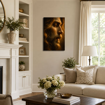 Weeping Jesus Portrait Canvas Print, Christian Home Decor