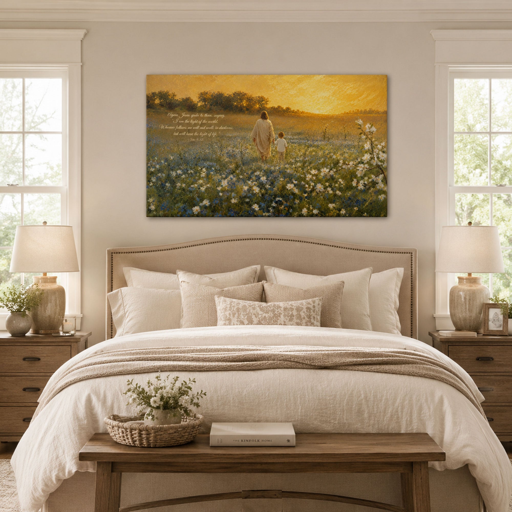 John 8:12 Light of the World Canvas Print, Christian Home Decor