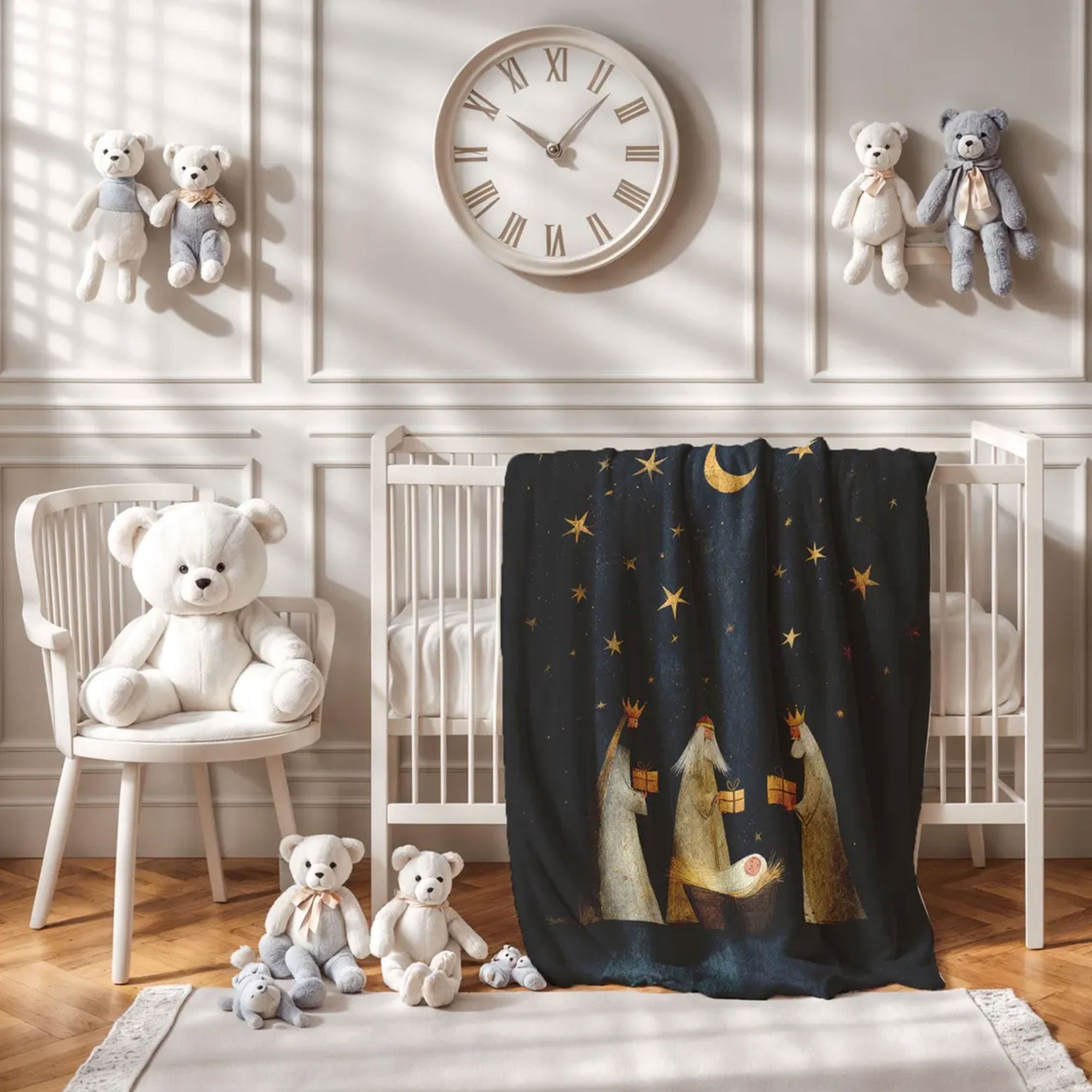 Nativity Scene Fleece Blanket, Three Wise Men Throw, Religious Christmas Blanket, Christian Fleece Throw, Faith Gift Idea