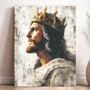 Crowned Jesus Christ Canvas Print, Christ the King Religious Wall Art, Catholic Christian Faith Decor