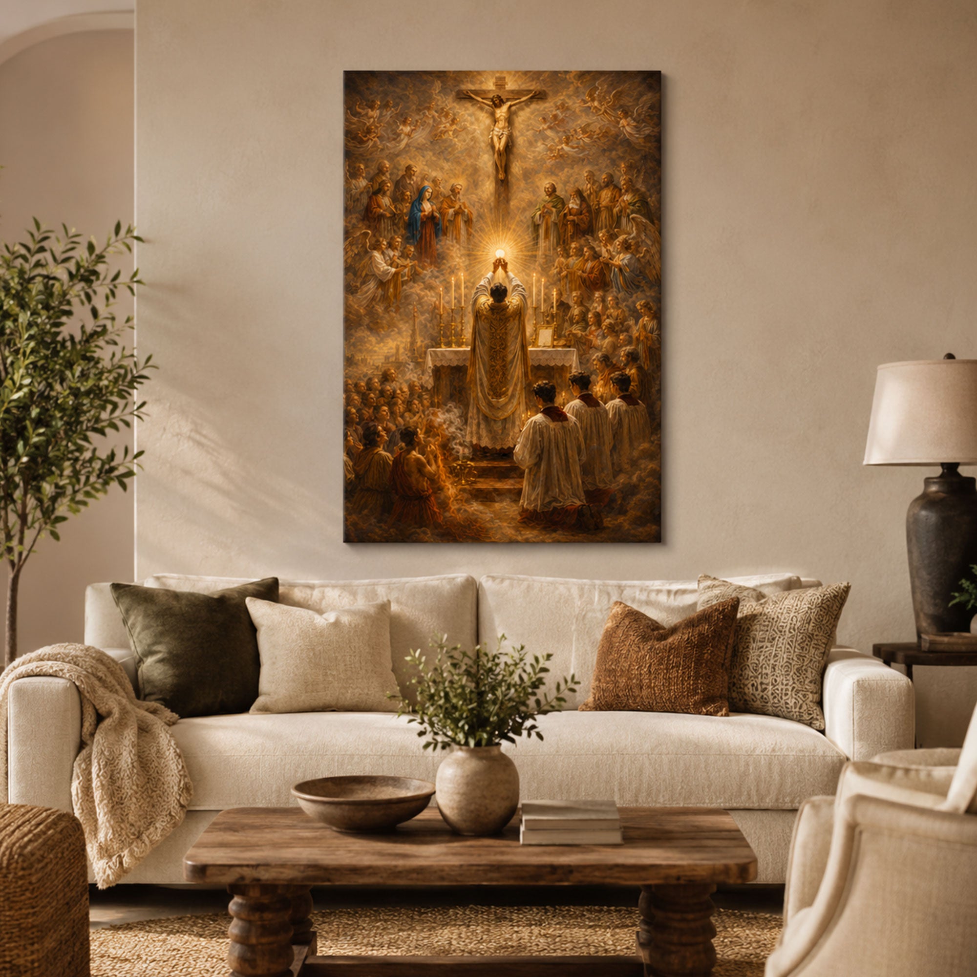 Holy Sacrifice of the Mass Canvas Print, Catholic Eucharist Wall Art, Faith Home Decor Gift
