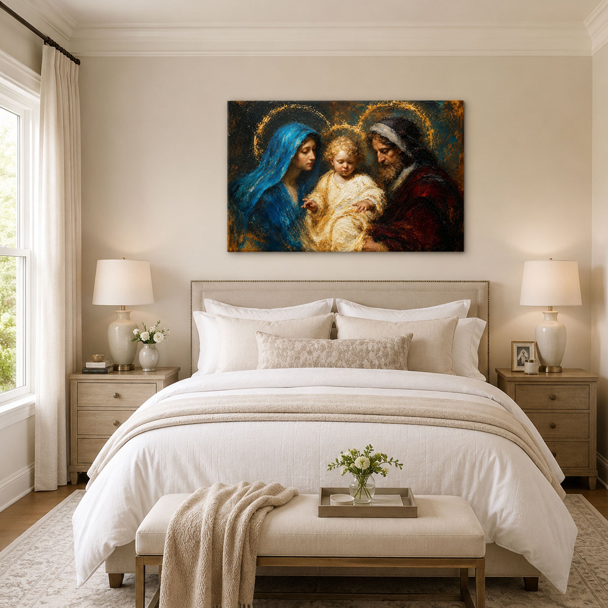 Holy Family with Baby Jesus Canvas Print, Catholic Home Decor