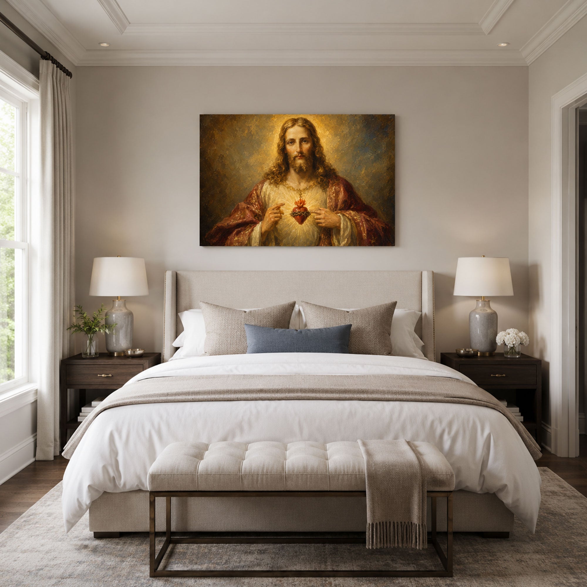 Sacred Heart of Jesus Canvas Print, Catholic Christian Wall Decor, Divine Love Faith Gift