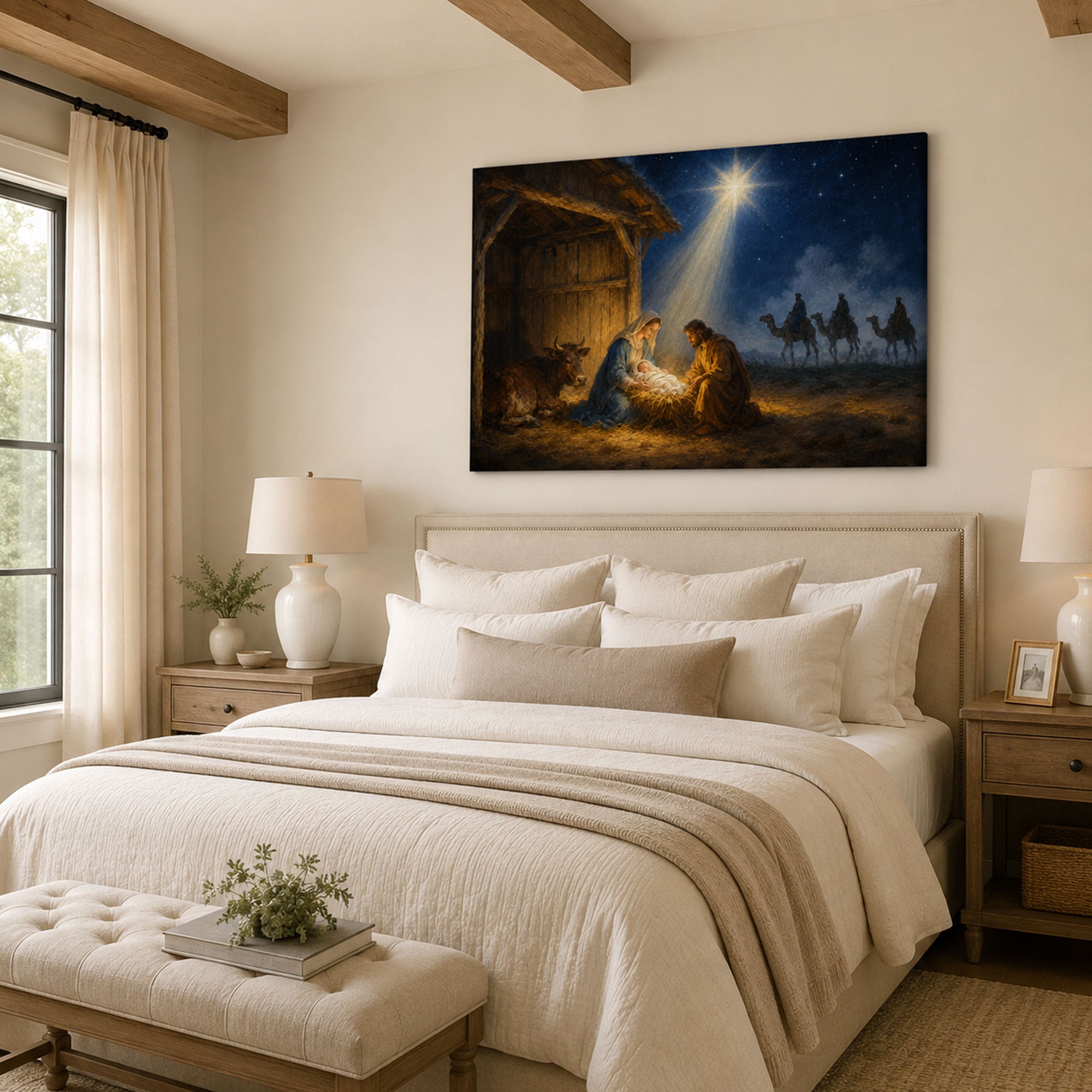 Nativity of Jesus Canvas Print, Christian Christmas Home Decor
