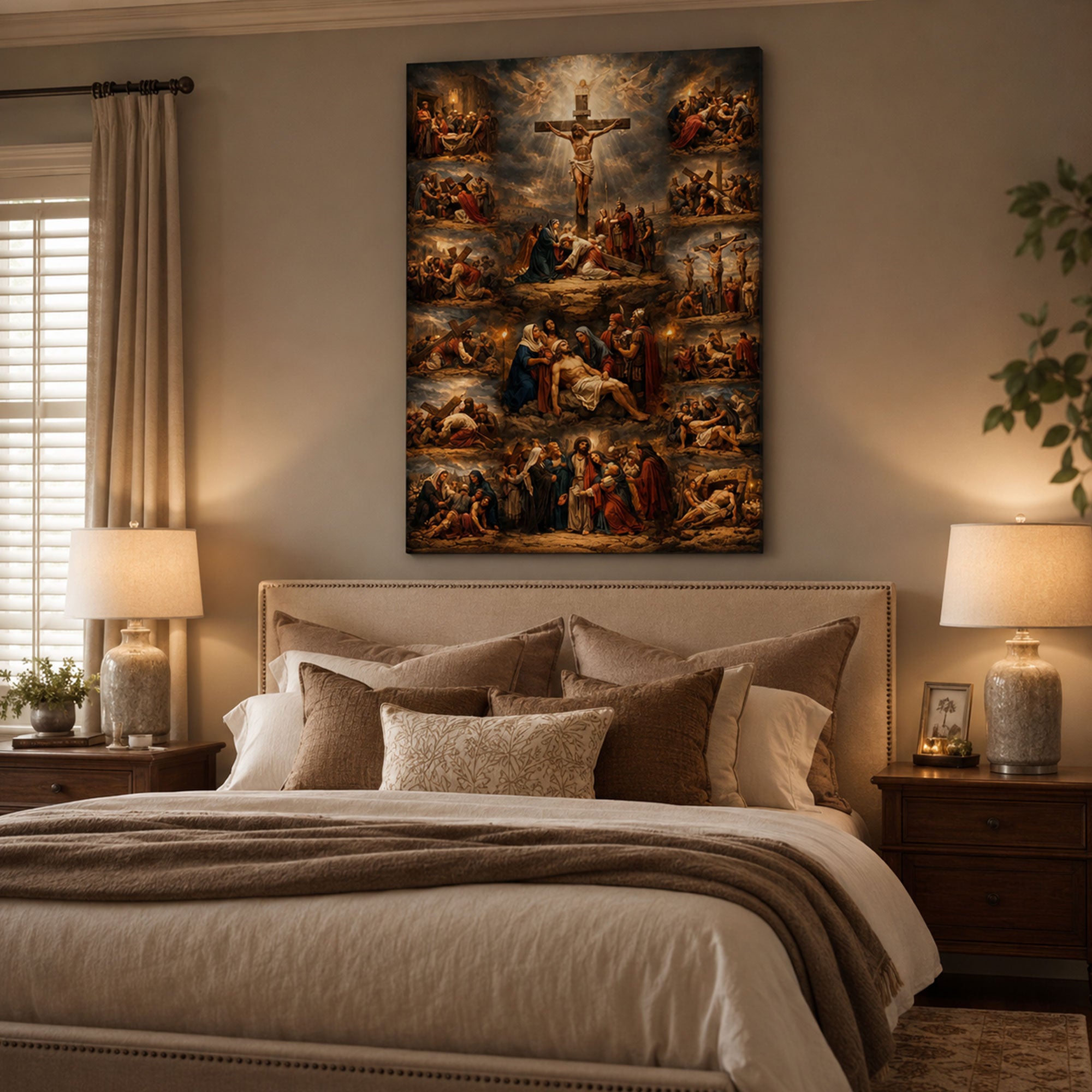 Passion of Christ Canvas Print, Crucifixion and Stations of the Cross Christian Wall Art, Sacred Faith Home Decor