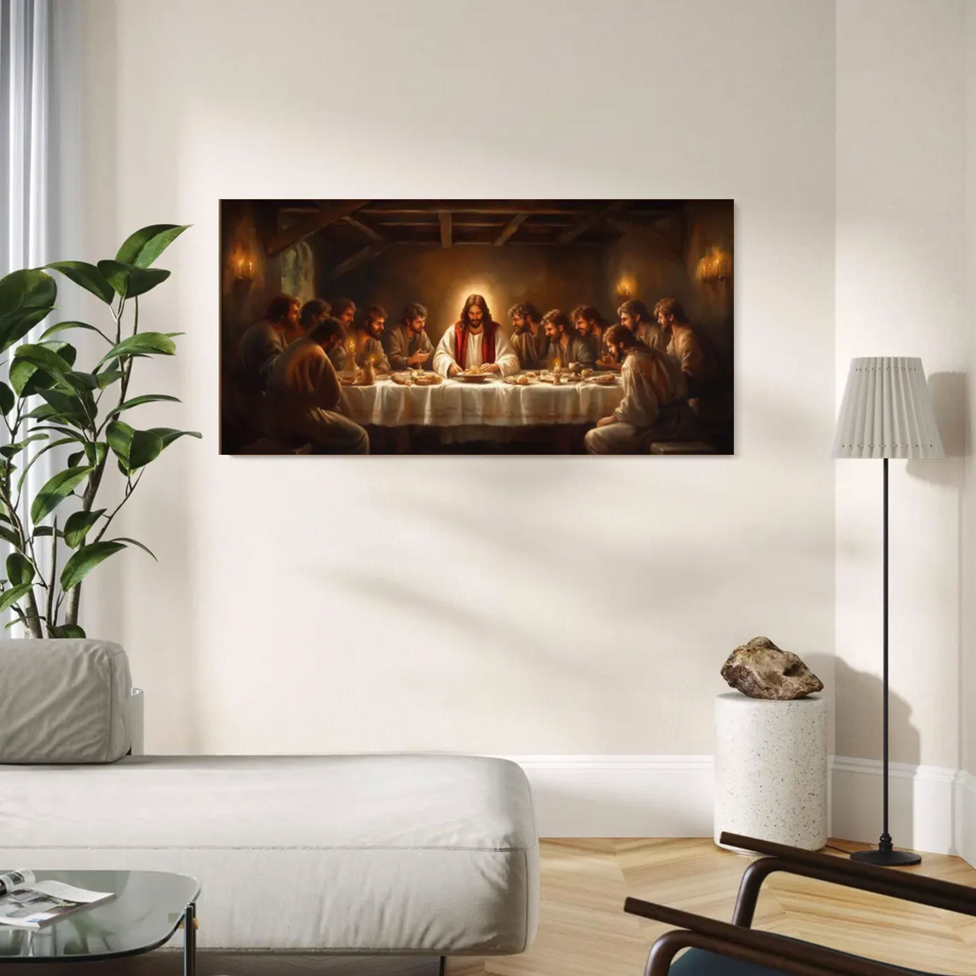 The Last Supper Canvas Print, Jesus and His Twelve Disciples Wall Art, Classical Biblical Painting, Christian Religious Church Home Decor, Faith Gift