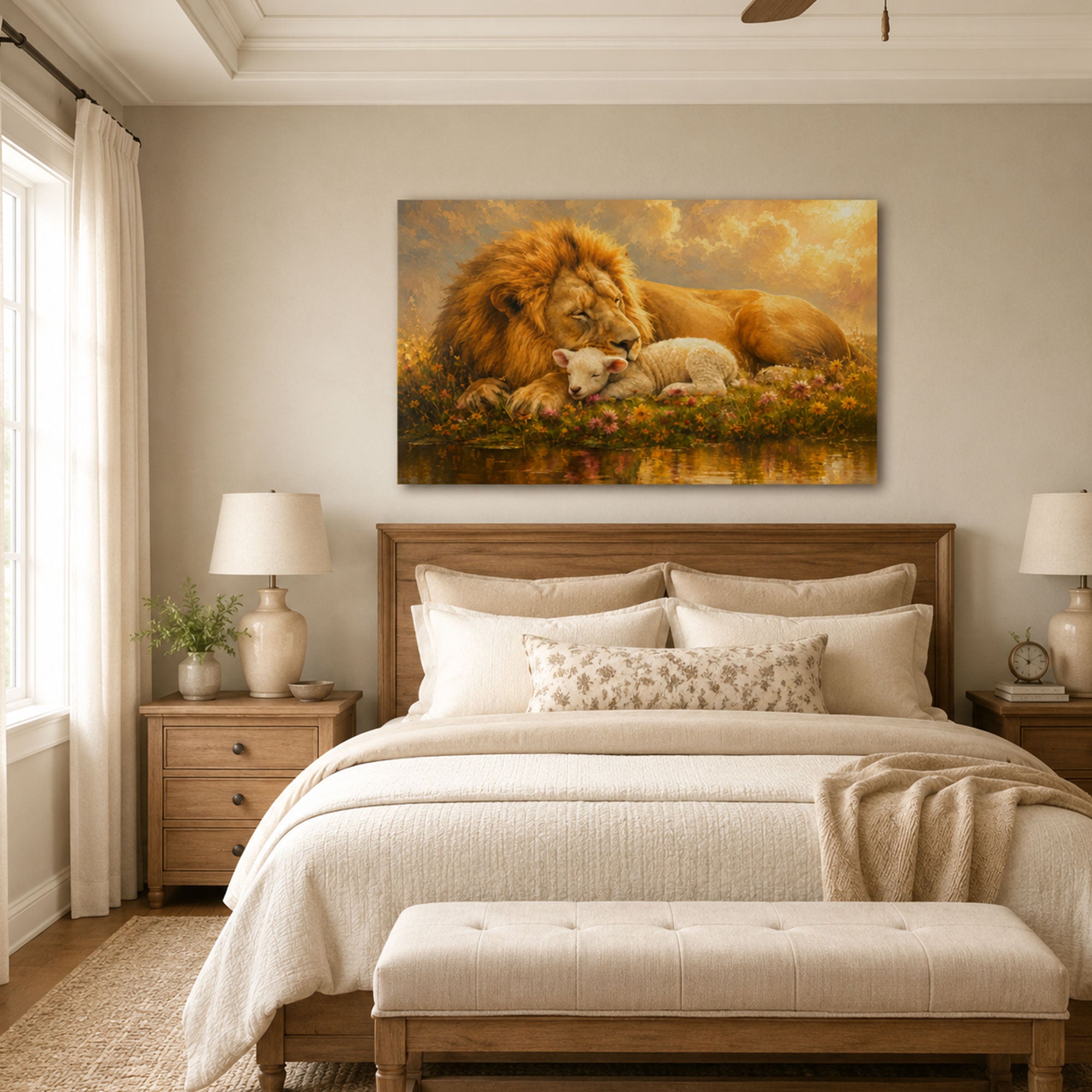 Lion and Lamb Canvas Print, Christian Home Decor
