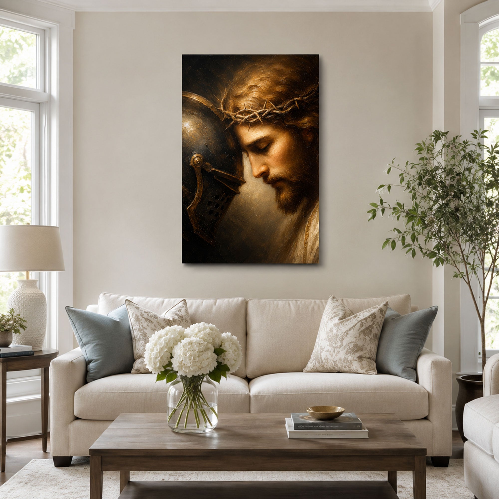 Jesus Crown of Thorns Canvas Print, Ecce Homo Christian Wall Decor, Catholic Faith Gift