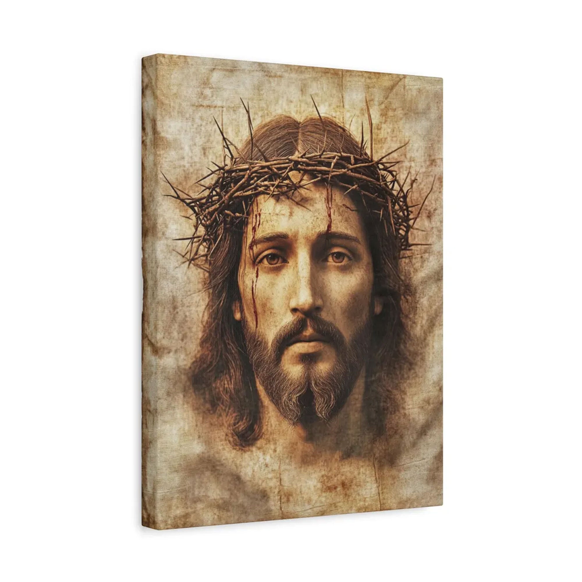 Holy Face of Jesus Canvas Print, Sacred Heart Catholic Wall Art, Christian Religious Decor, Devotional Faith Artwork, Inspirational Spiritual Gift