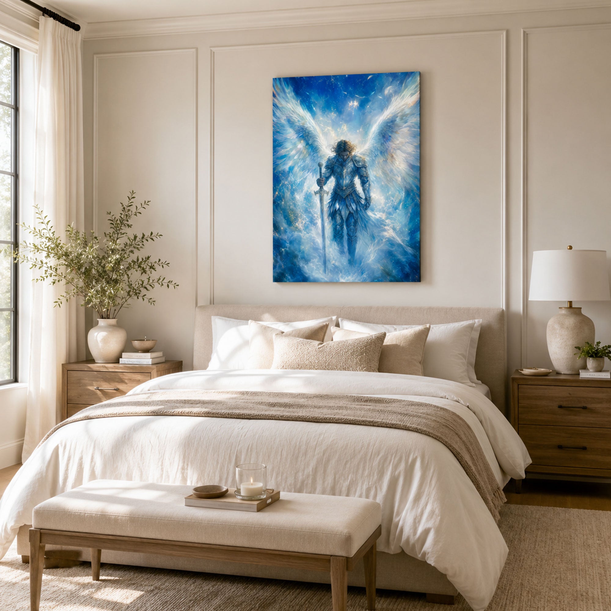 Saint Michael the Archangel Canvas Print, Heavenly Warrior Catholic Wall Decor, Protection Faith Gift