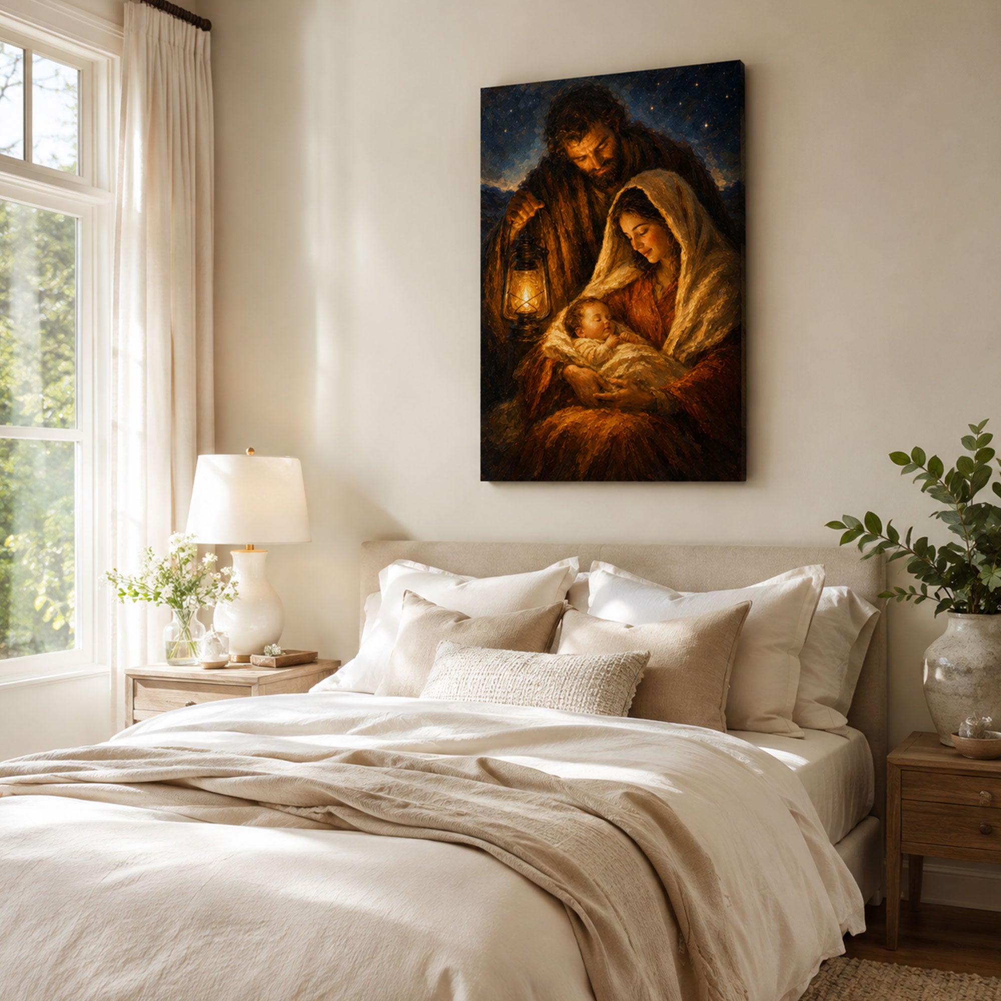 Holy Family Nativity Canvas Print, Baby Jesus Mary and Joseph Christian Wall Decor, Christmas Faith Gift