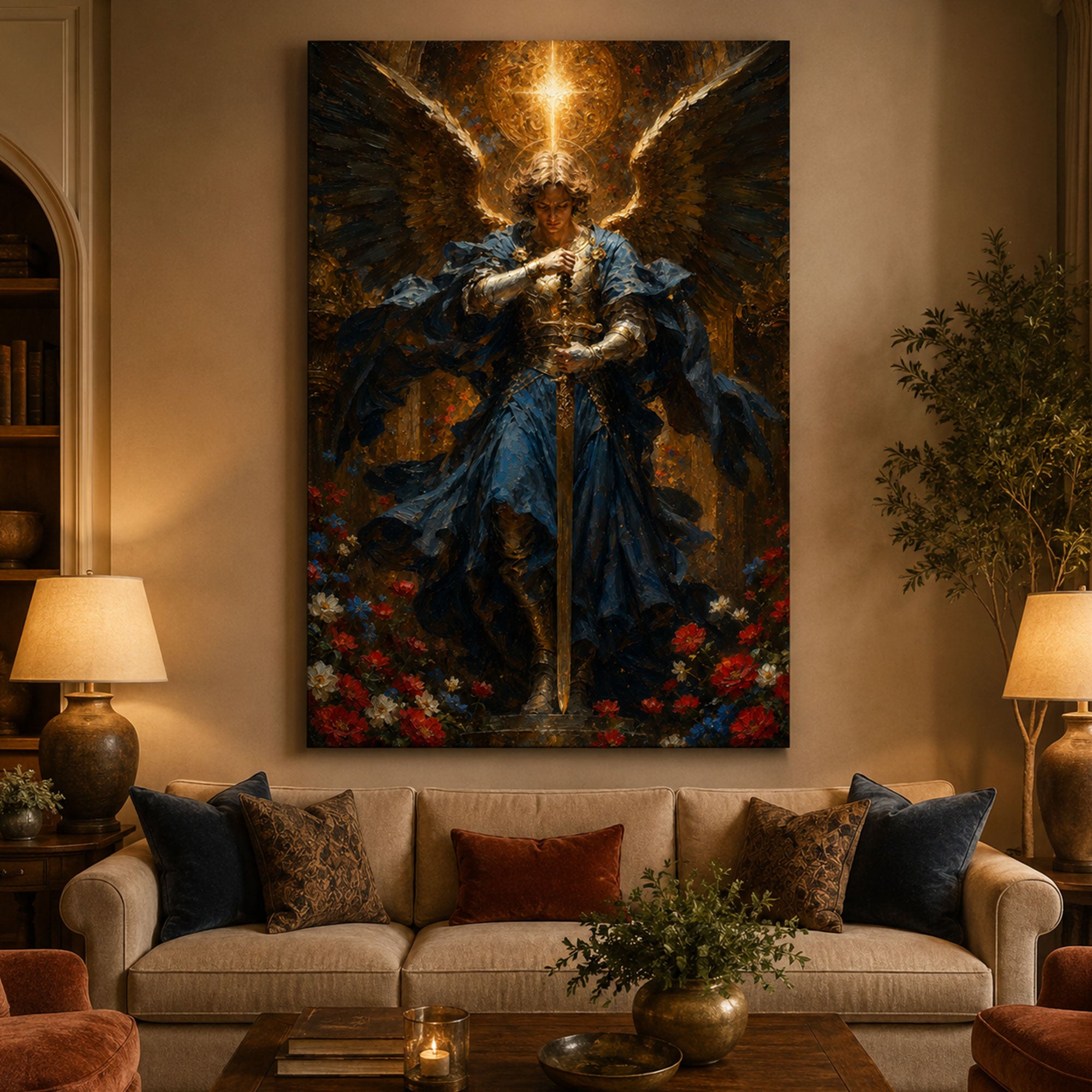 Saint Michael Archangel Canvas Print, Christian Angel Wall Art, Faith Home Decor