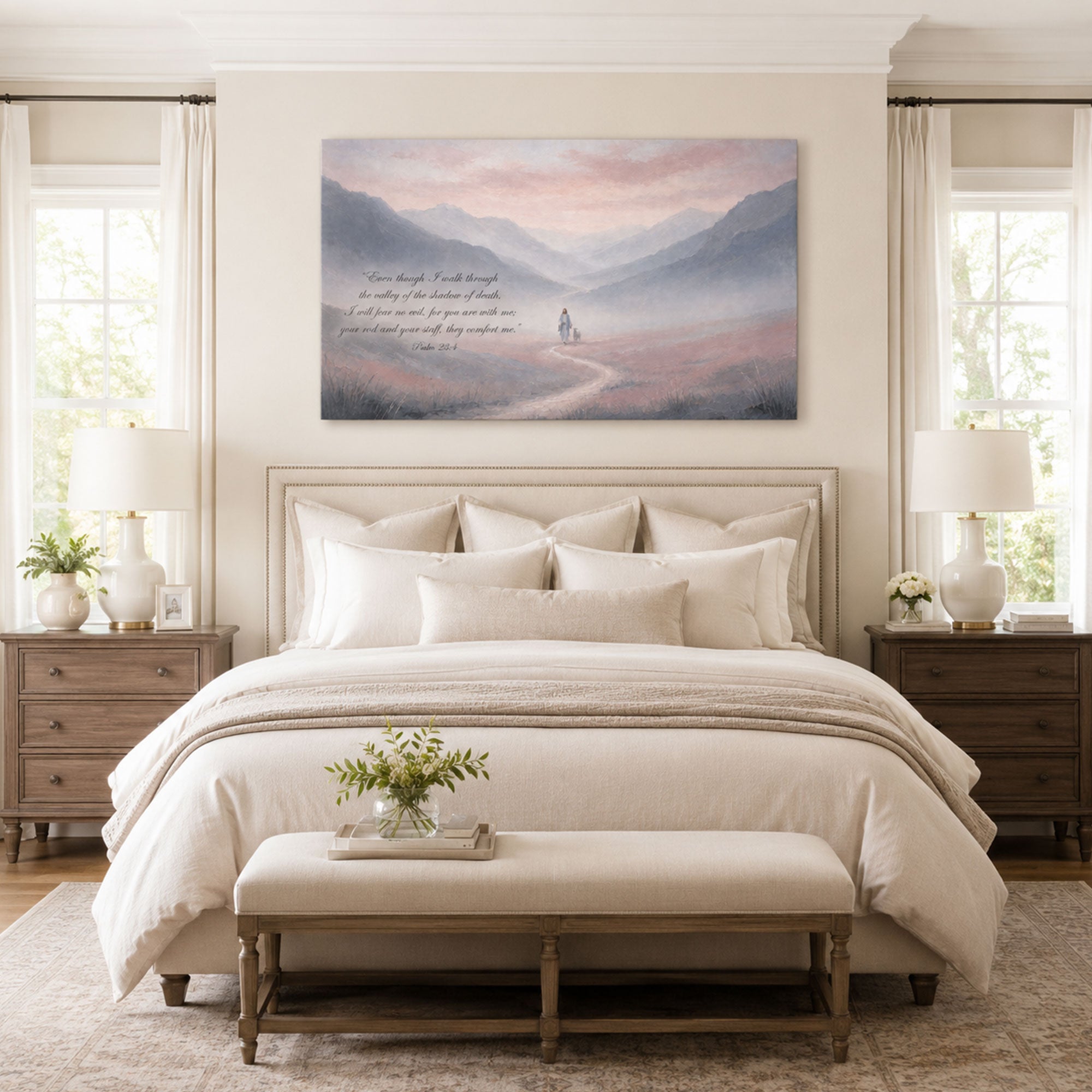 Psalm 23:4 Valley of the Shadow Canvas Print, Christian Home Decor
