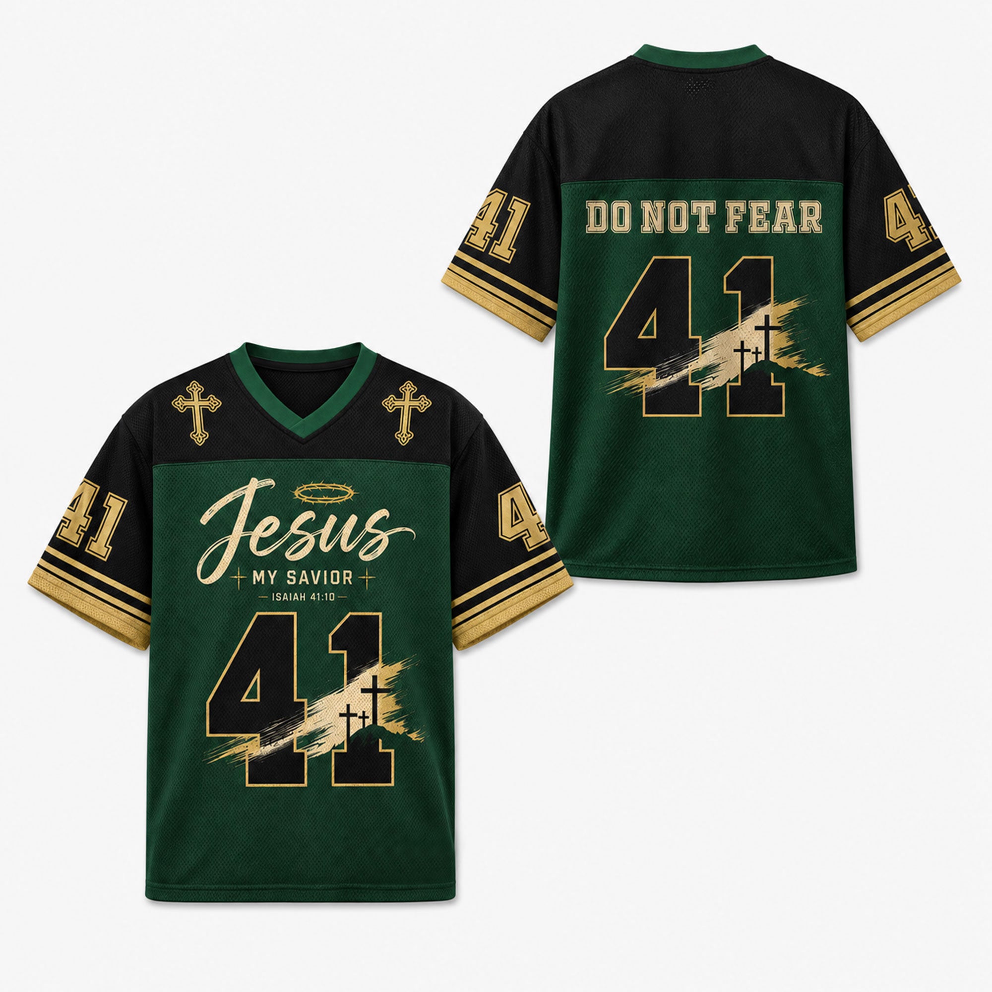 Jesus My Savior No. 41 Mesh Jersey, Isaiah 41:10 Christian Apparel
