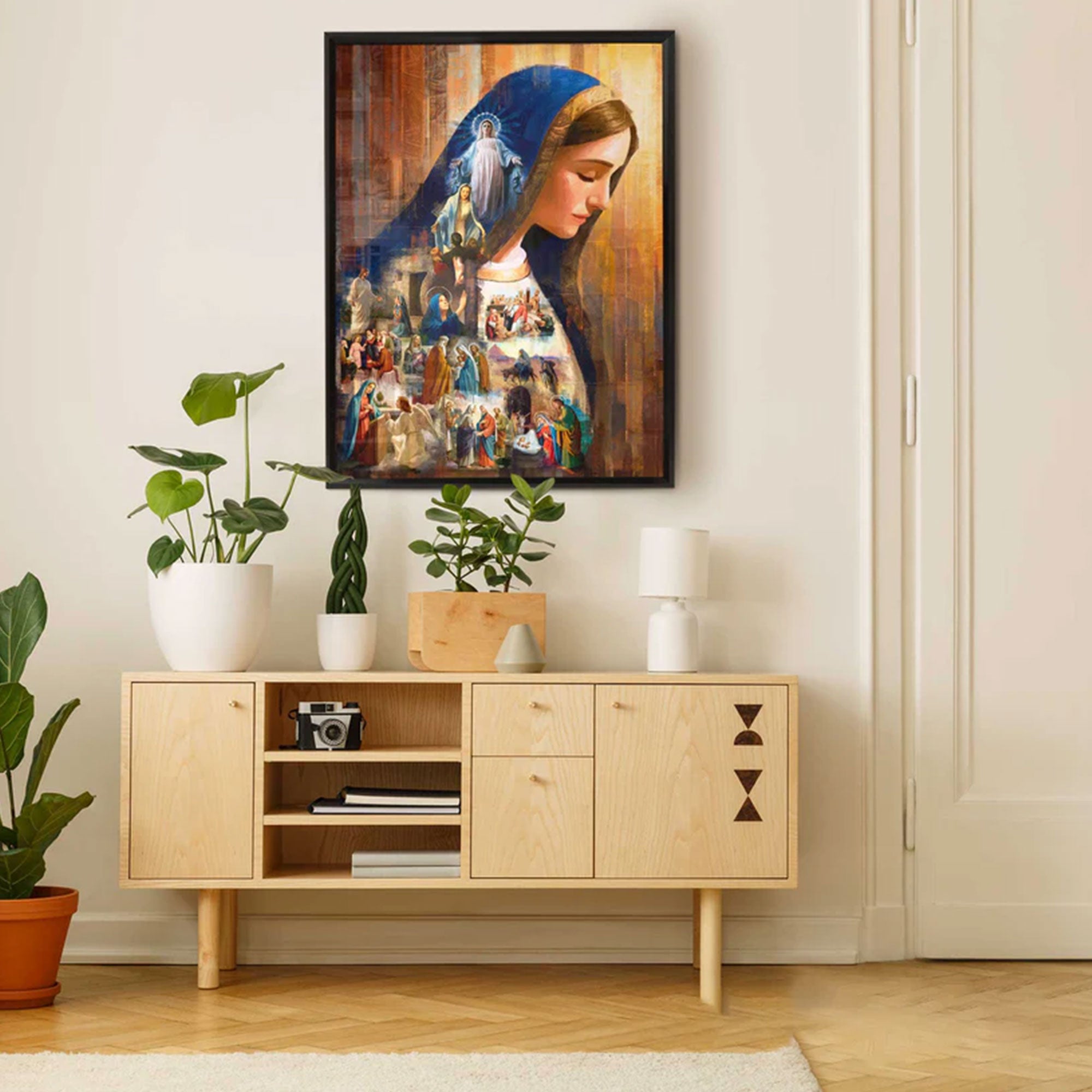 The Legacy of Mary Canvas Print, Blessed Virgin Wall Art, Catholic Faith Painting, Sacred Christian Decor