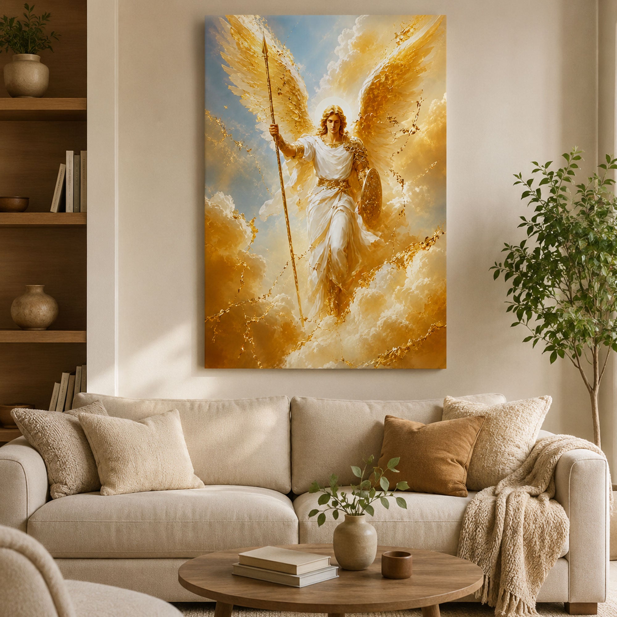 Saint Michael Archangel Canvas Print, Heavenly Warrior Catholic Wall Art, Guardian Faith Home Decor