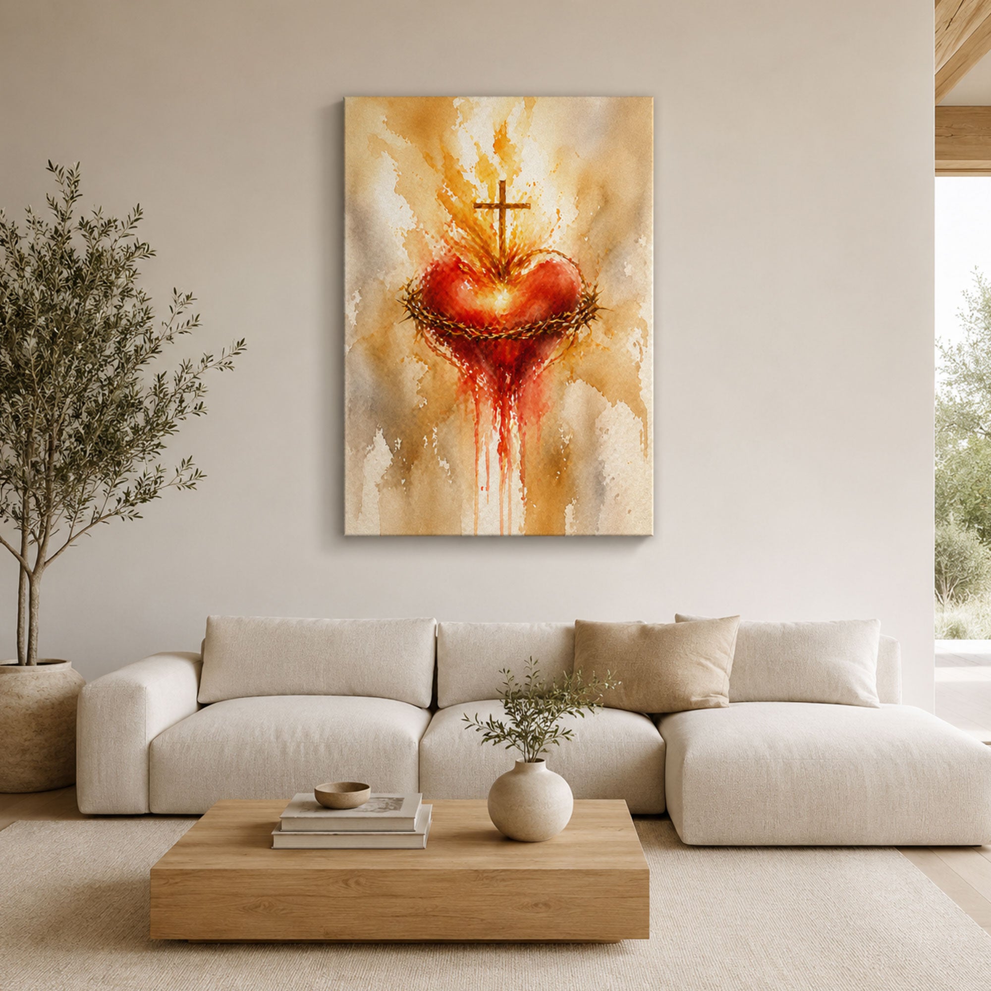 Sacred Heart of Jesus Canvas Print, Christian Religious Wall Art, Spiritual Catholic Home Decor