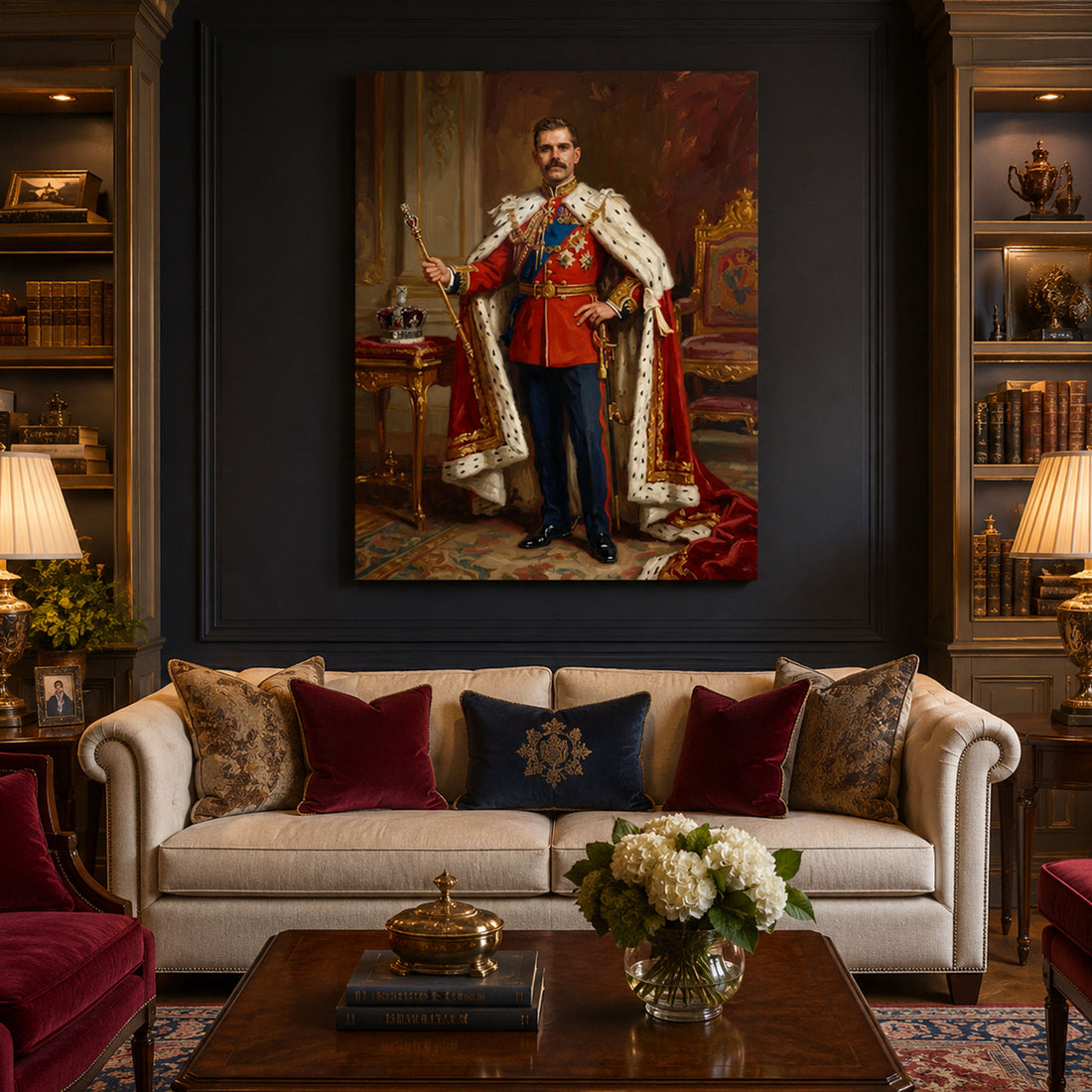 Custom Face For Dad The Great King Canvas, Personalized Royal Portrait, Funny Father’s Day Gift