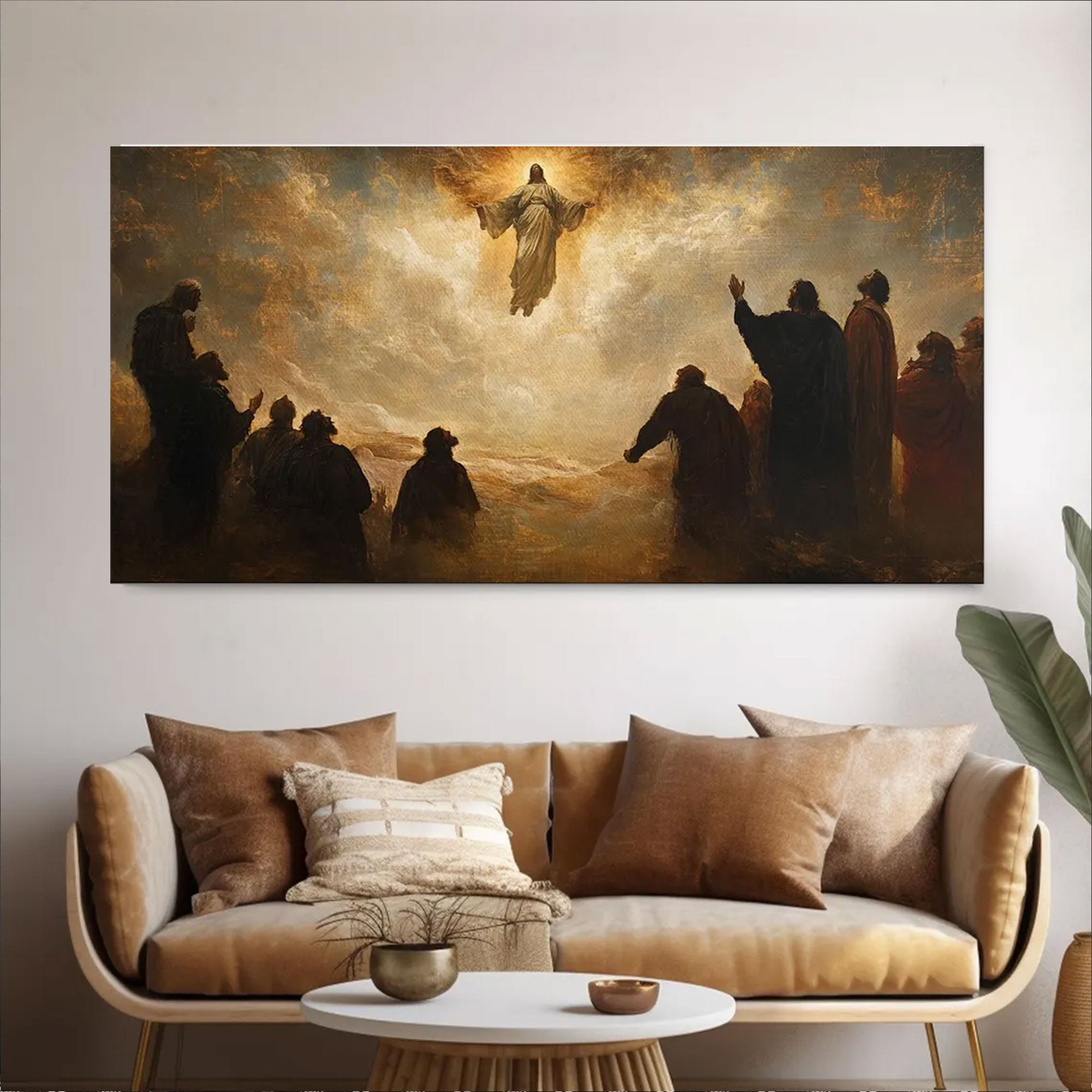 The Ascension of Christ Romanticism Style Canvas Print, Glorious Heaven Christian Wall Art, Inspirational Faith Home Decor
