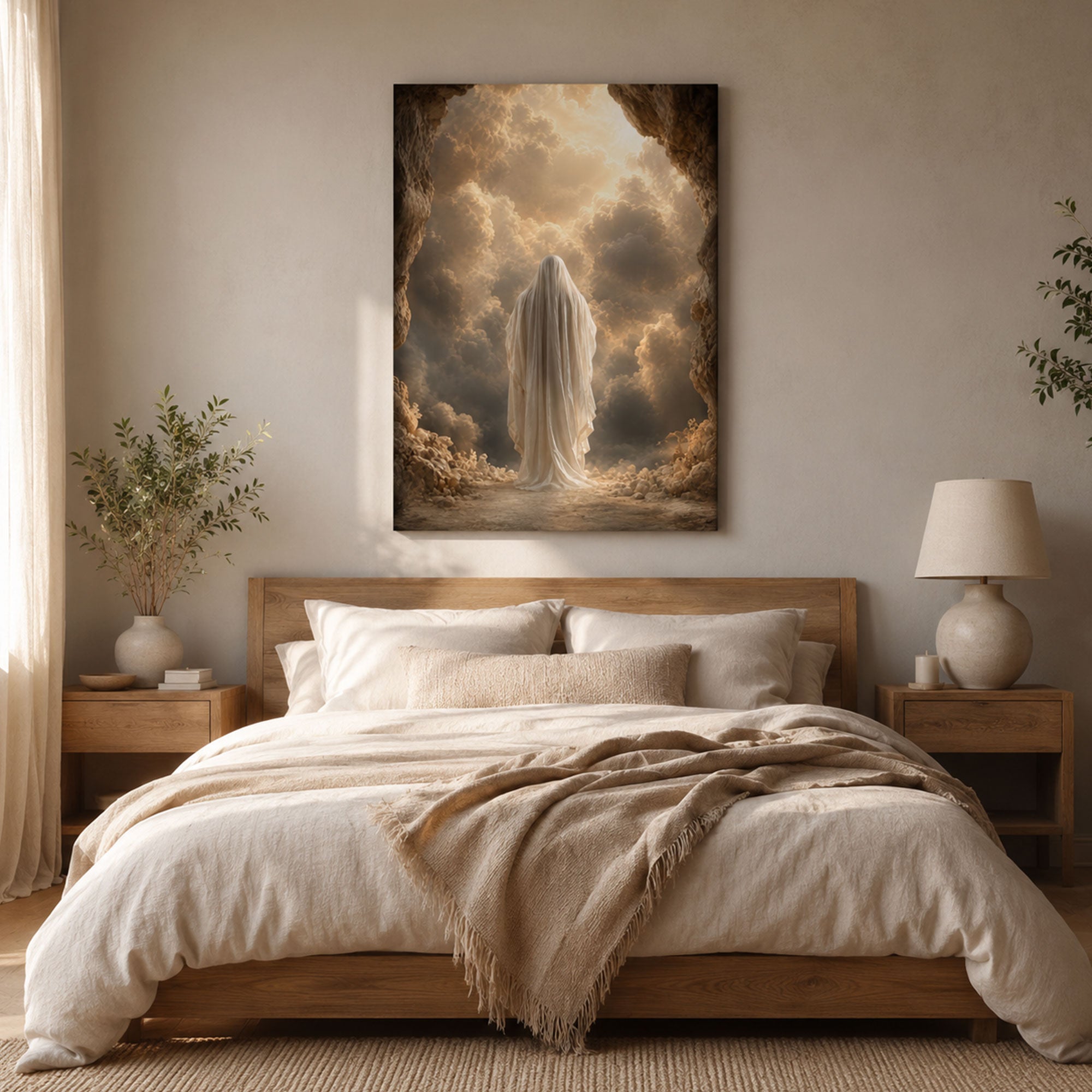Risen Christ Empty Tomb Canvas Print, Resurrection Jesus Christian Wall Art, Faith Home Decor Gift