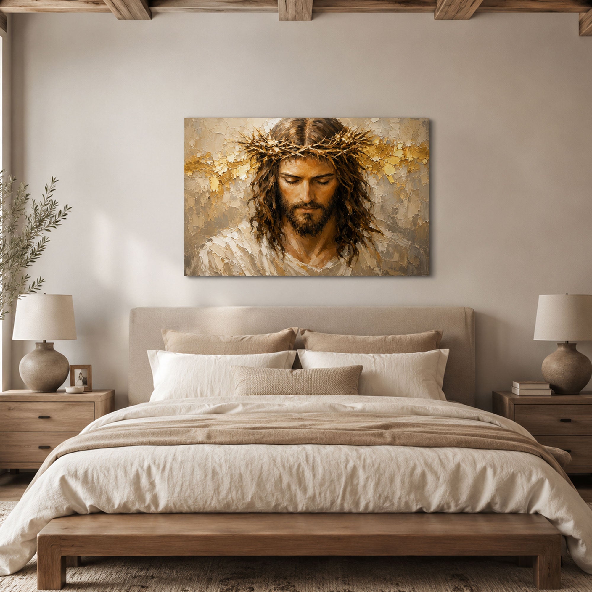 Jesus Crown of Thorns Canvas Print, Christian Wall Art for Home Decor
