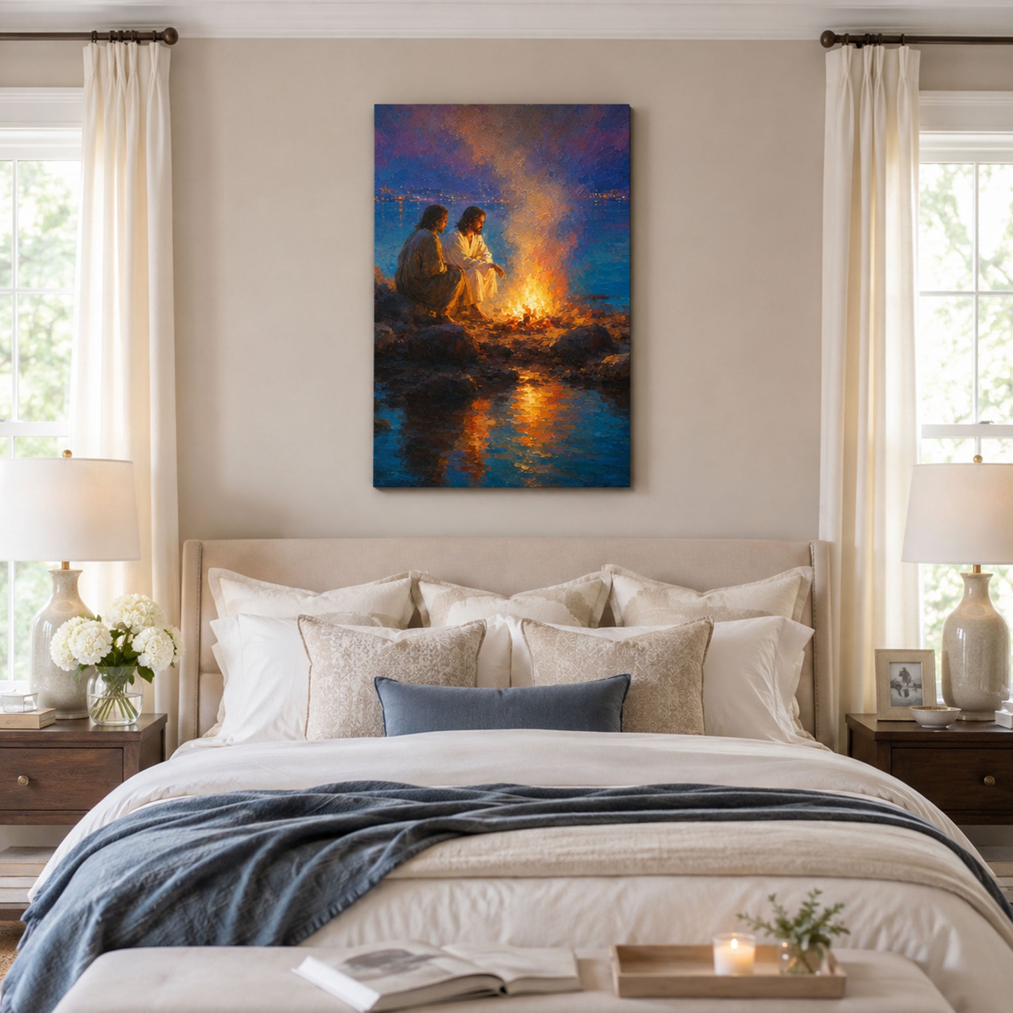 Jesus and Peter by the Sea Canvas Print, Feed My Sheep John 21 Christian Wall Decor, Faith Gift