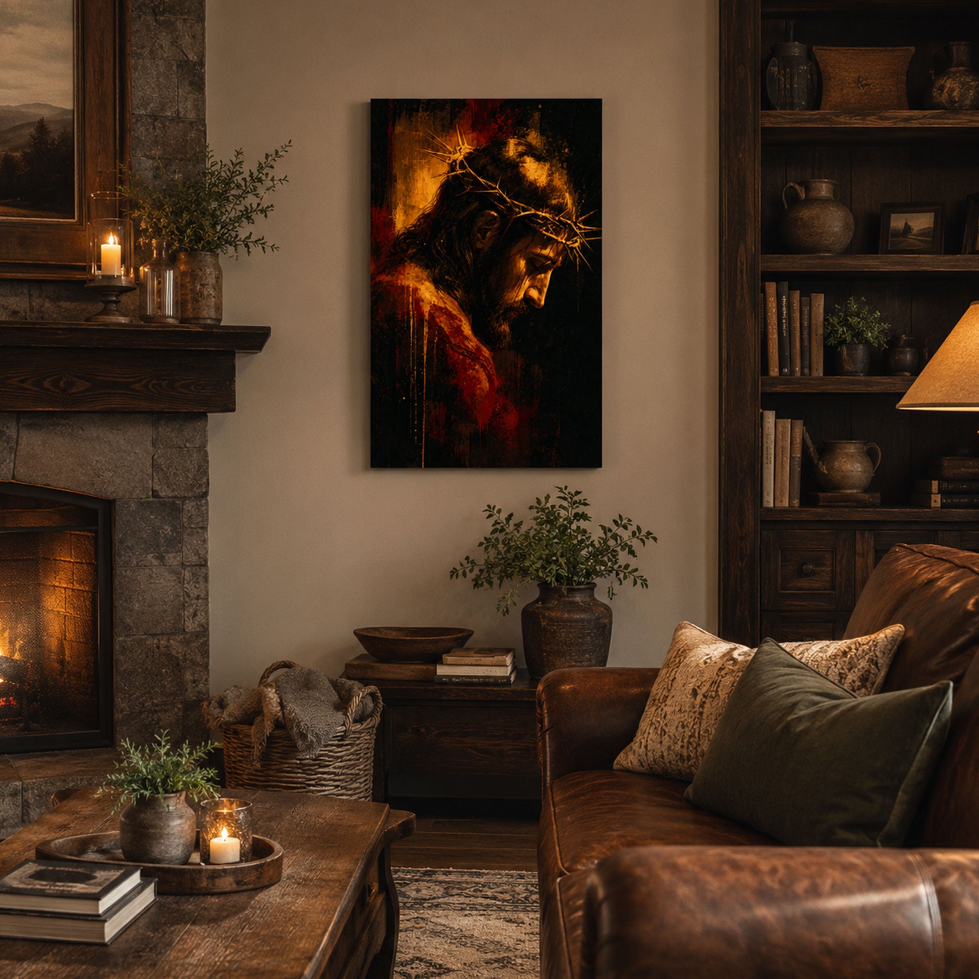 Jesus Crown of Thorns Canvas Print, Sorrowful Christ Christian Home Decor