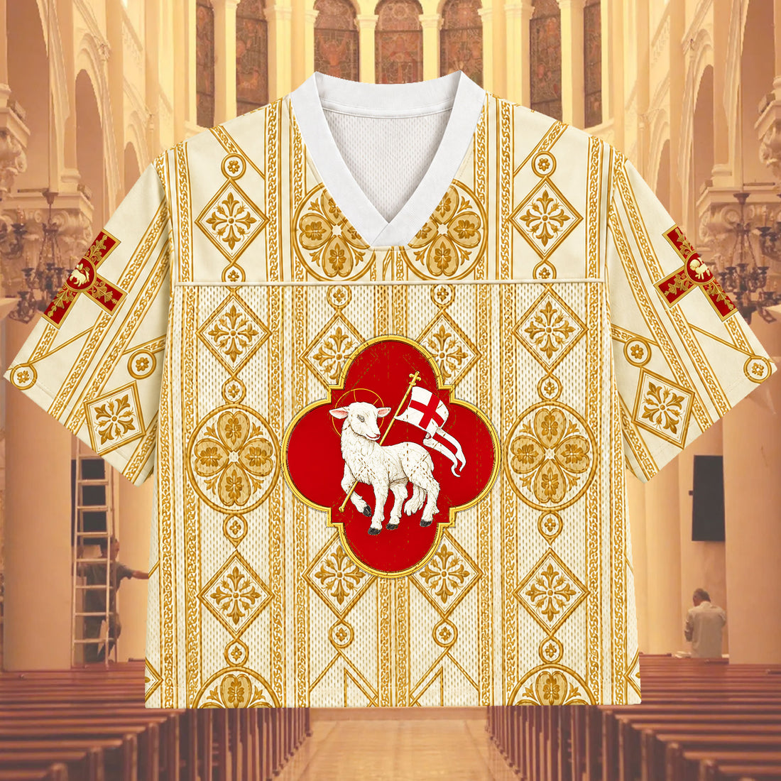 Lamb of God Agnus Dei Mesh Jersey, Catholic Christian Apparel