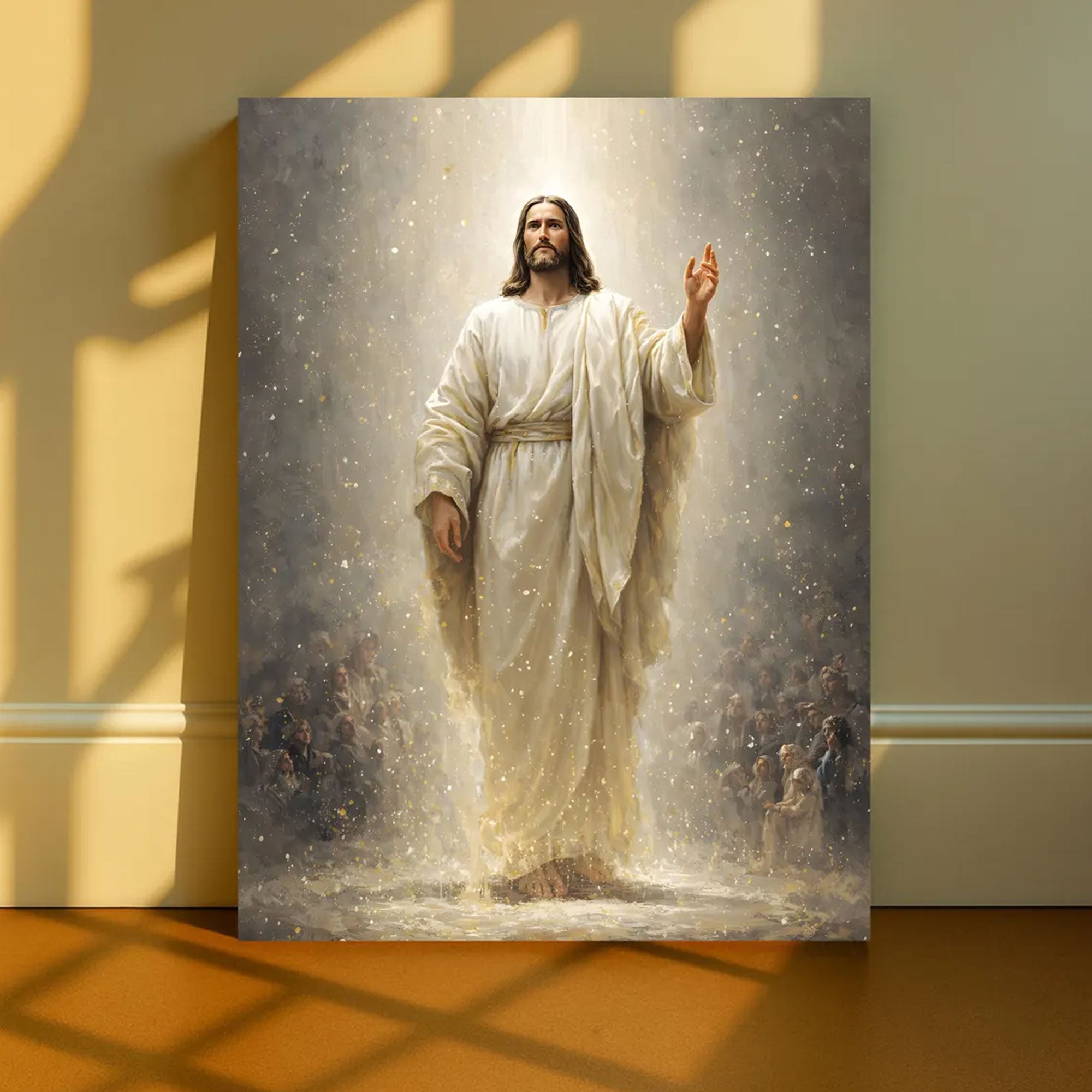 Jesus Ascension Canvas Print, Heavenly Light Christian Wall Art, Glory Faith Home Decor