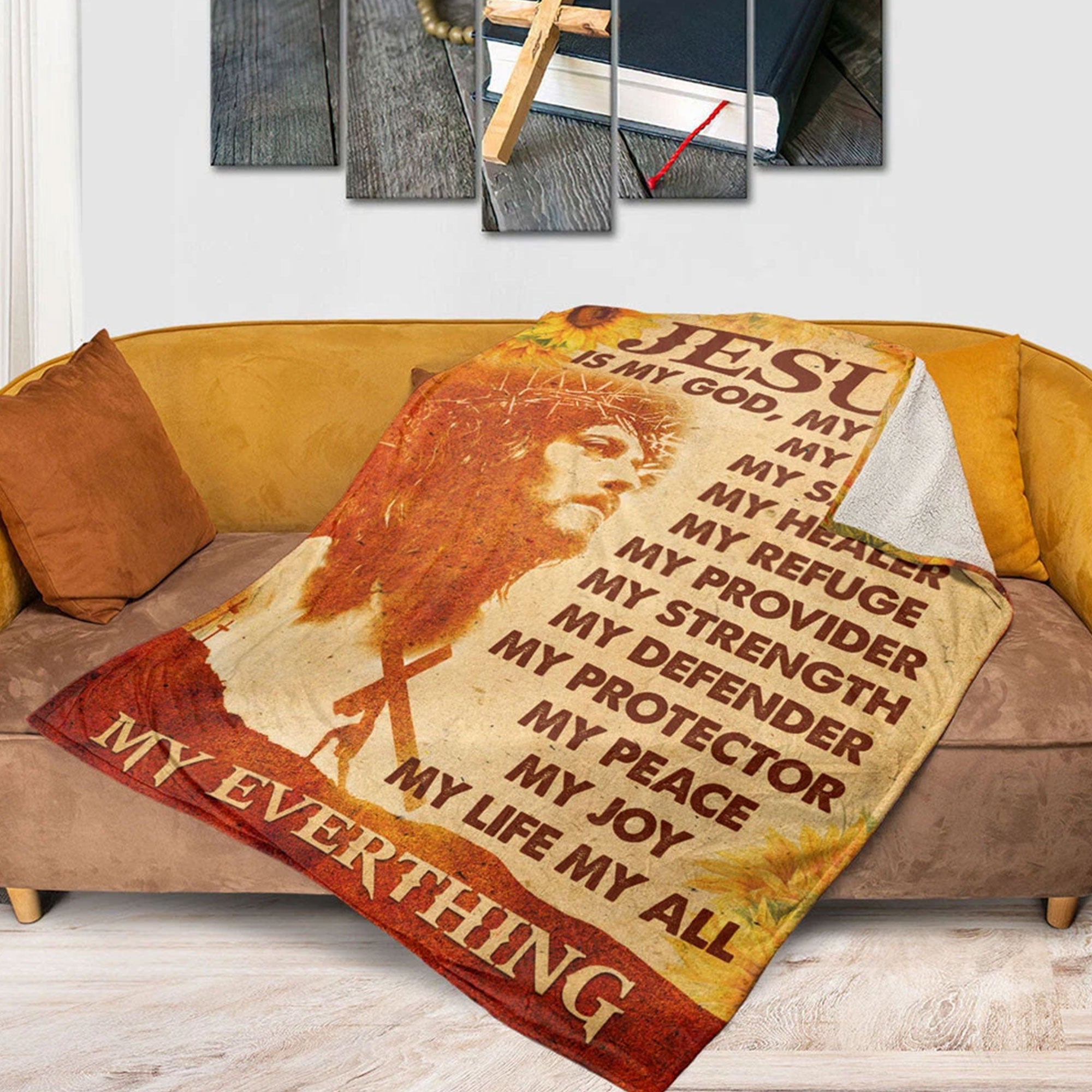 Jesus Fleece Blanket, I Can Do All Things Faith Throw, Christian Gift, Spiritual Religious Blanket, Inspirational Decor